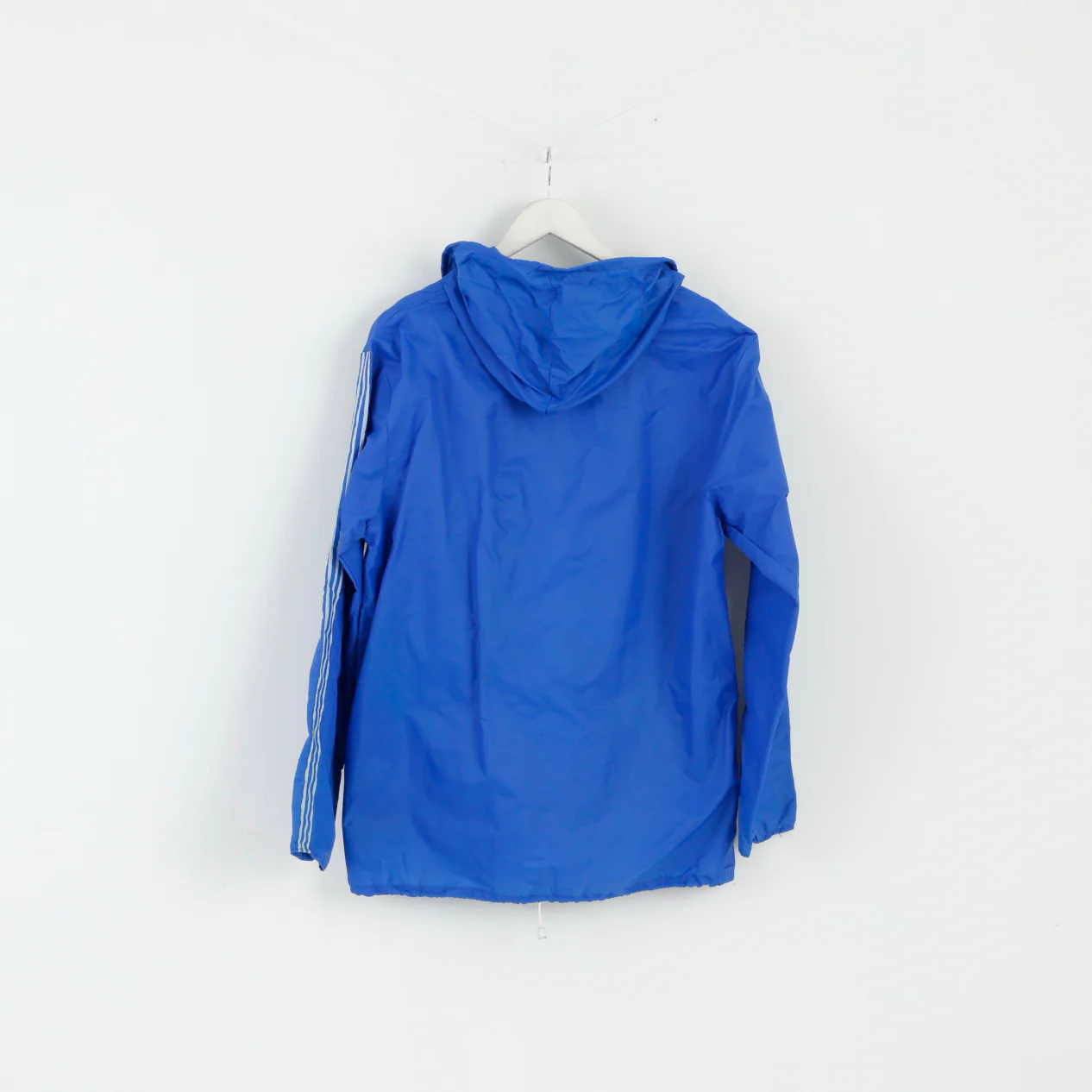 Vintage Men M Rain Jacket Blue Nylon Hooded Zip Up Lightweight Top - Image 5