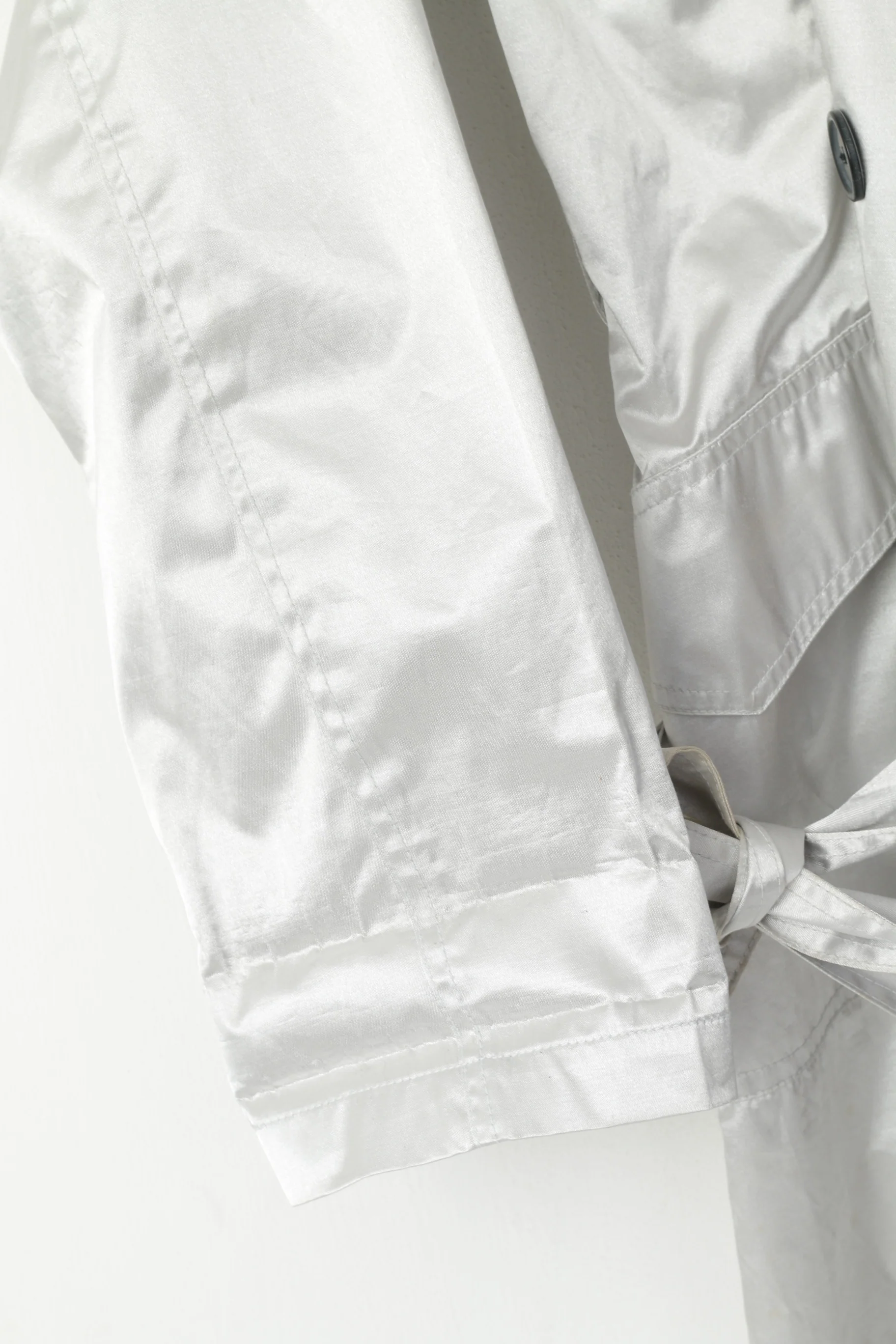 Warehouse Definitive Women 12 M Jacket Silver Pockets Belted Casual Trench Top - Image 3