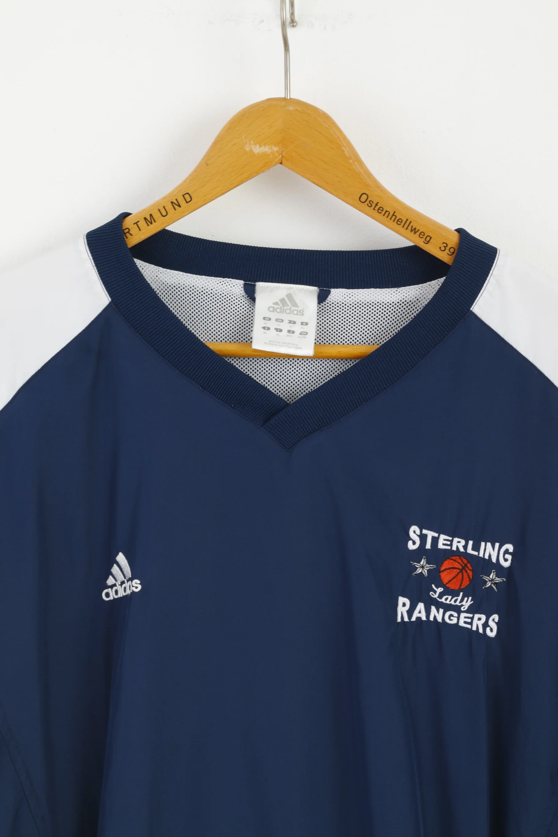 Adidas Men XL Pullover Jacket Sterling Lady Rangers Blue V Neck Activewear Top - Image 2