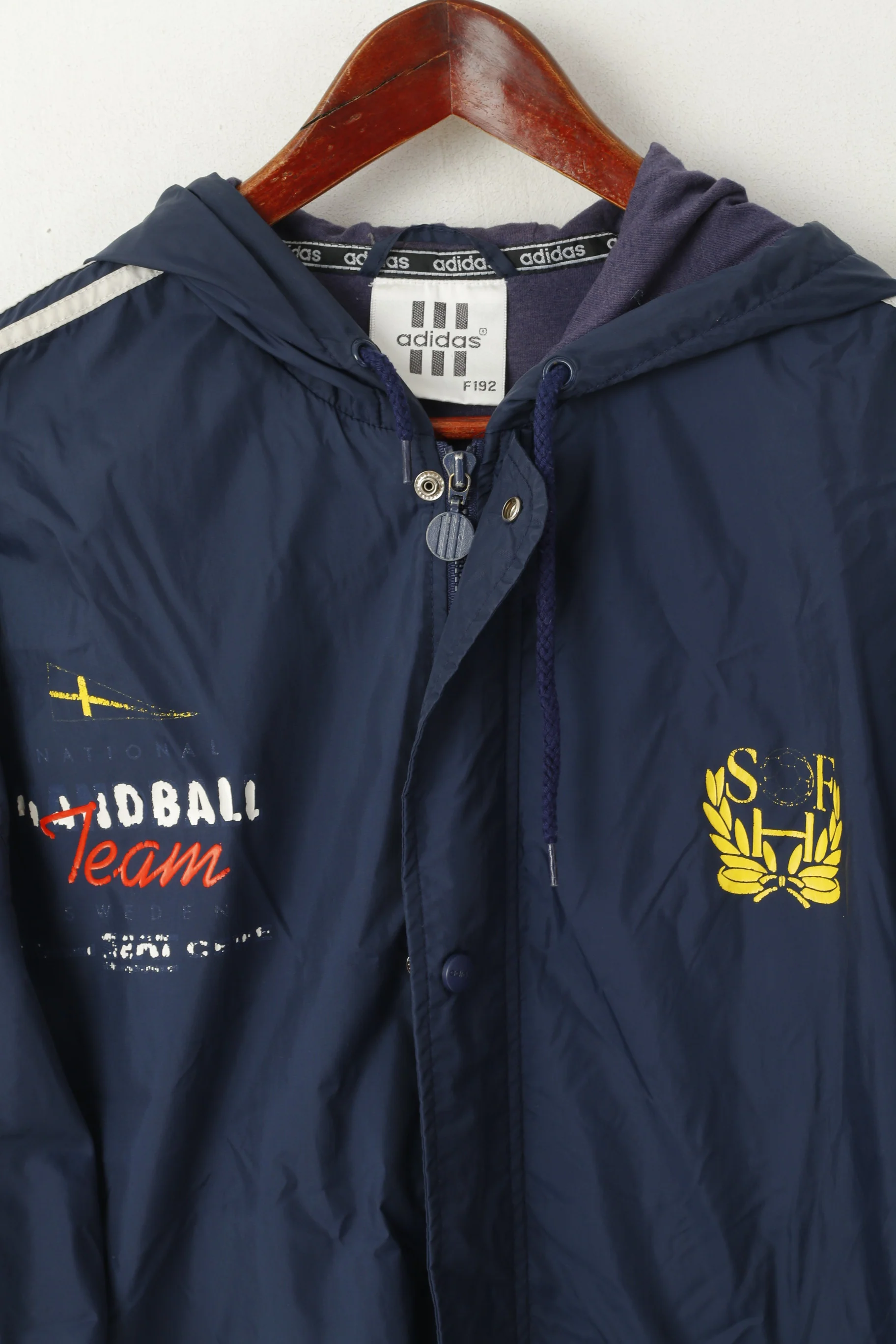 Adidas Men L 192 Jacket Navy Vintage National Handball Team Sweden Zip Up Top - Image 2
