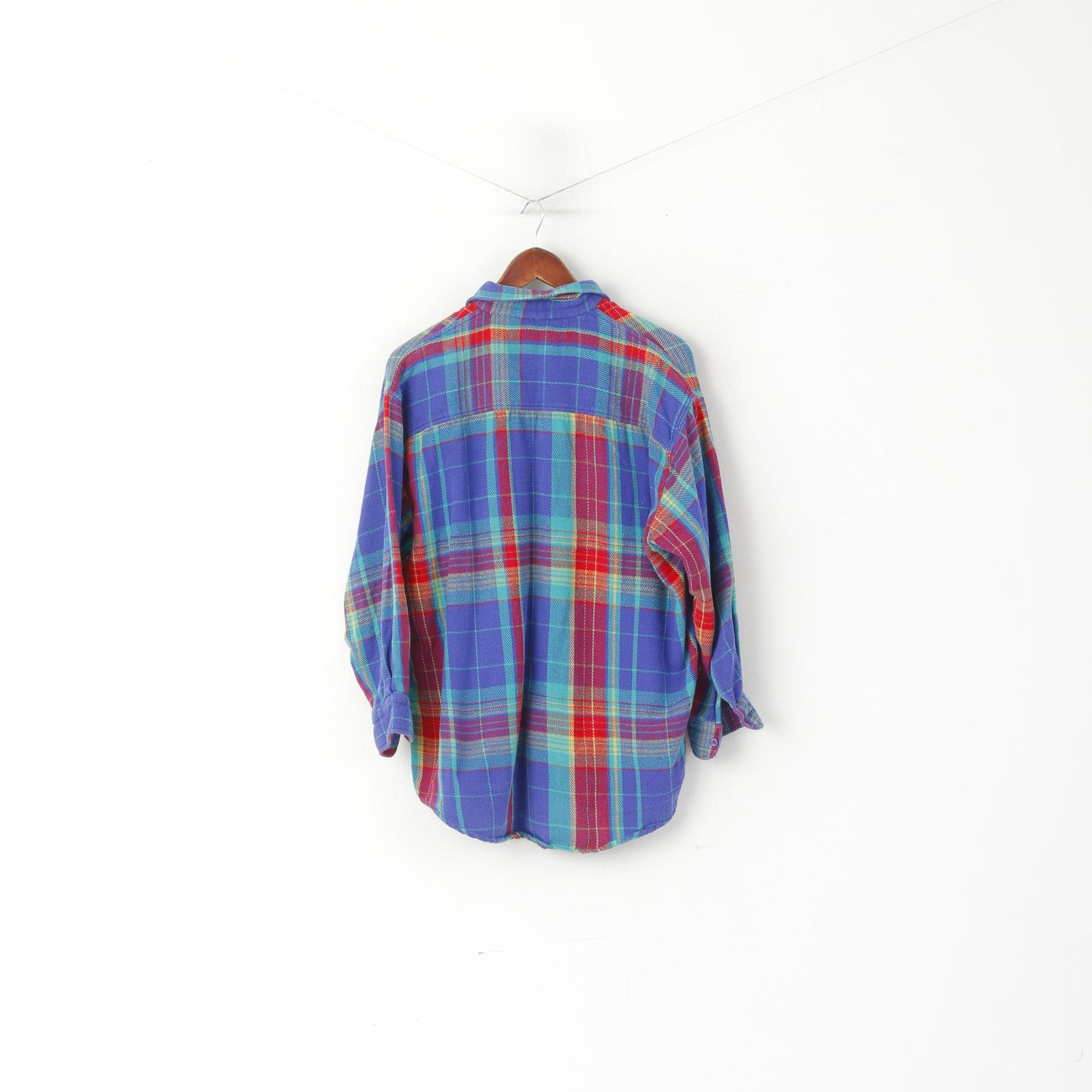 Creem Men L (M) Casual Shirt Blue Check Vintage First Grand Lottery of Washington Top - Image 5