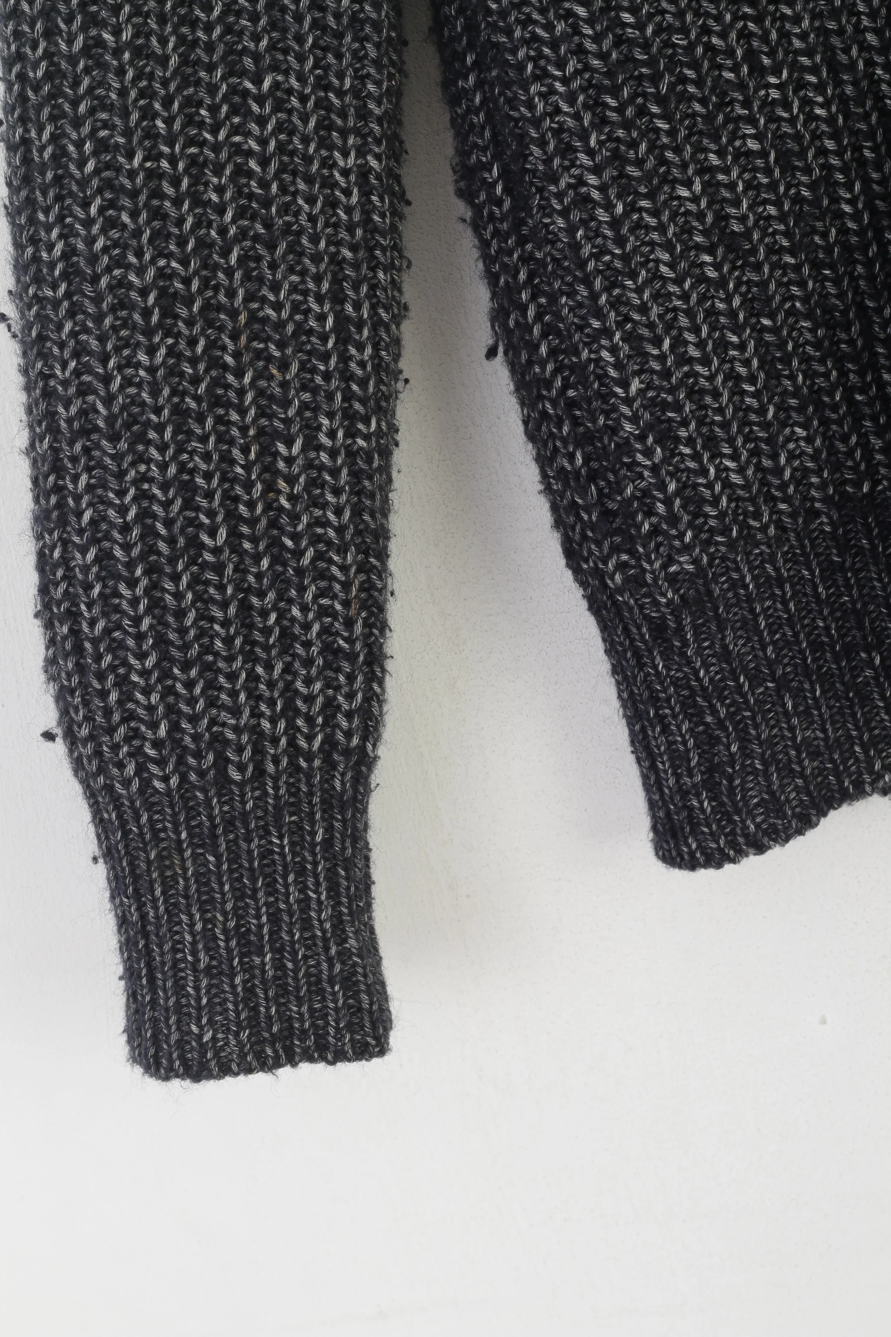 AllSaints Men XS Cardigan Navy Cotton Knit Stanmer Style Detailed Buttons Sweater - Image 3
