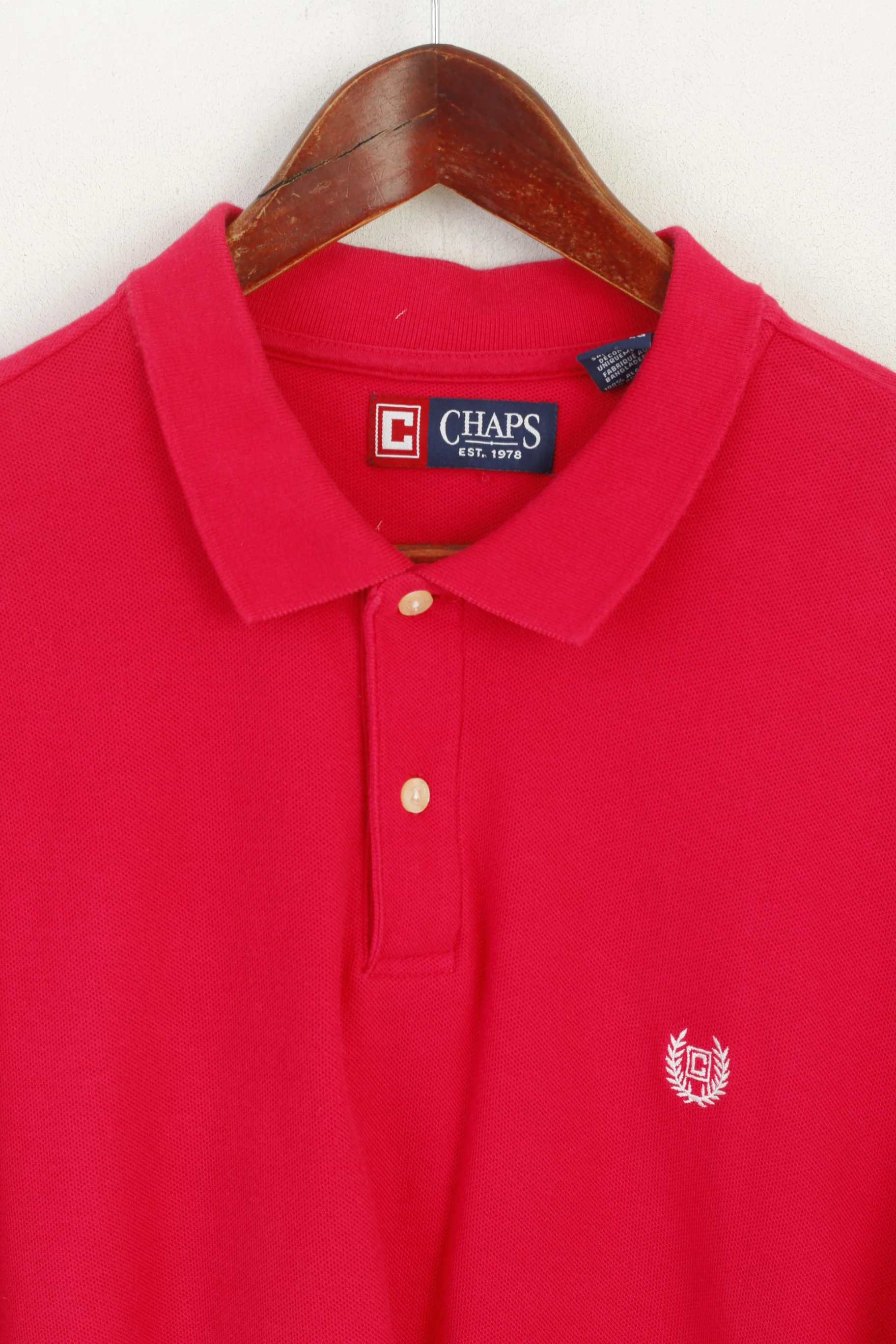 Chaps Men XL Polo Shirt Amaranth Cotton Plain Vintage Classic Short Sleeeve Top - Image 2