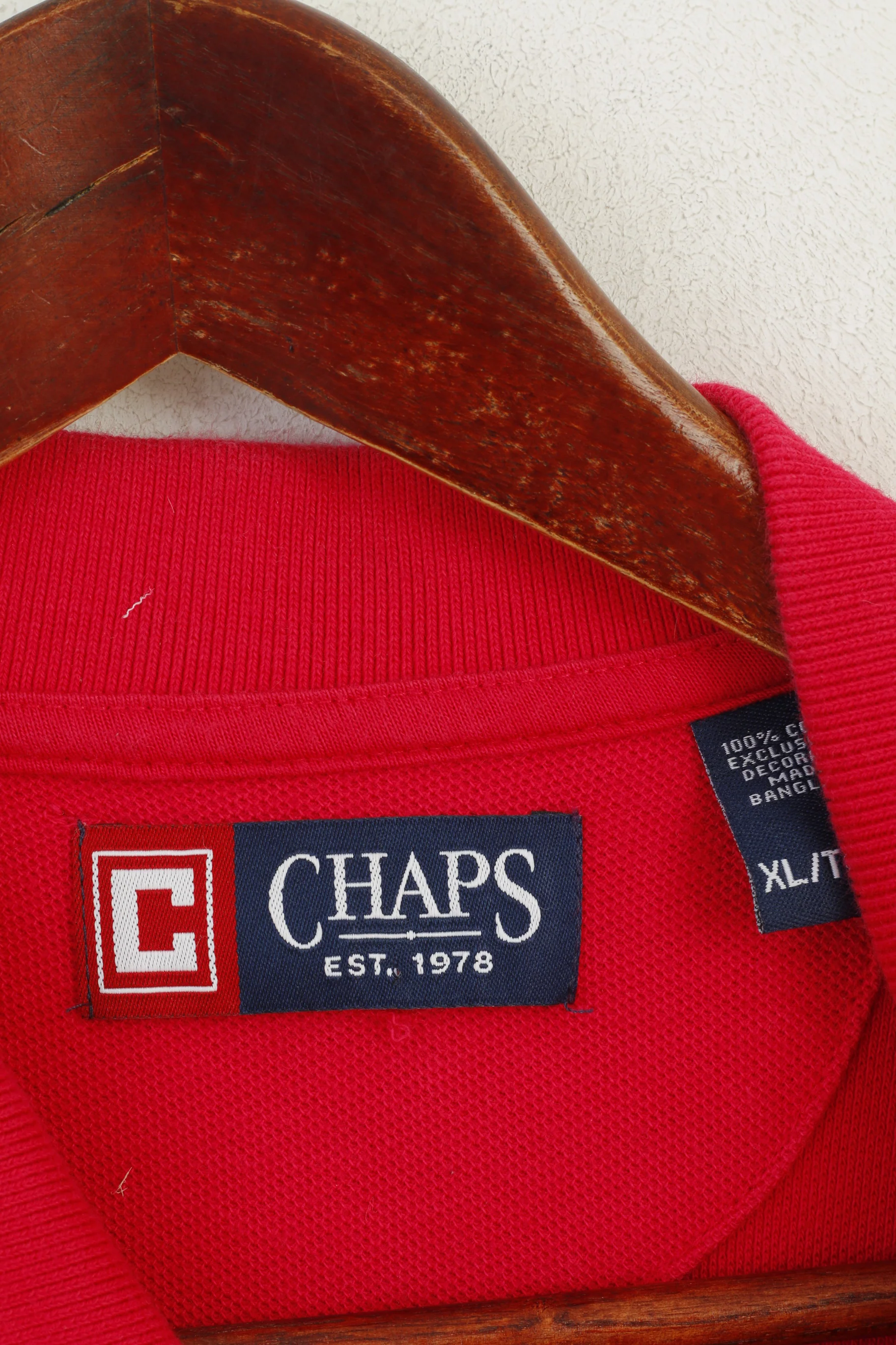 Chaps Men XL Polo Shirt Amaranth Cotton Plain Vintage Classic Short Sleeeve Top - Image 3