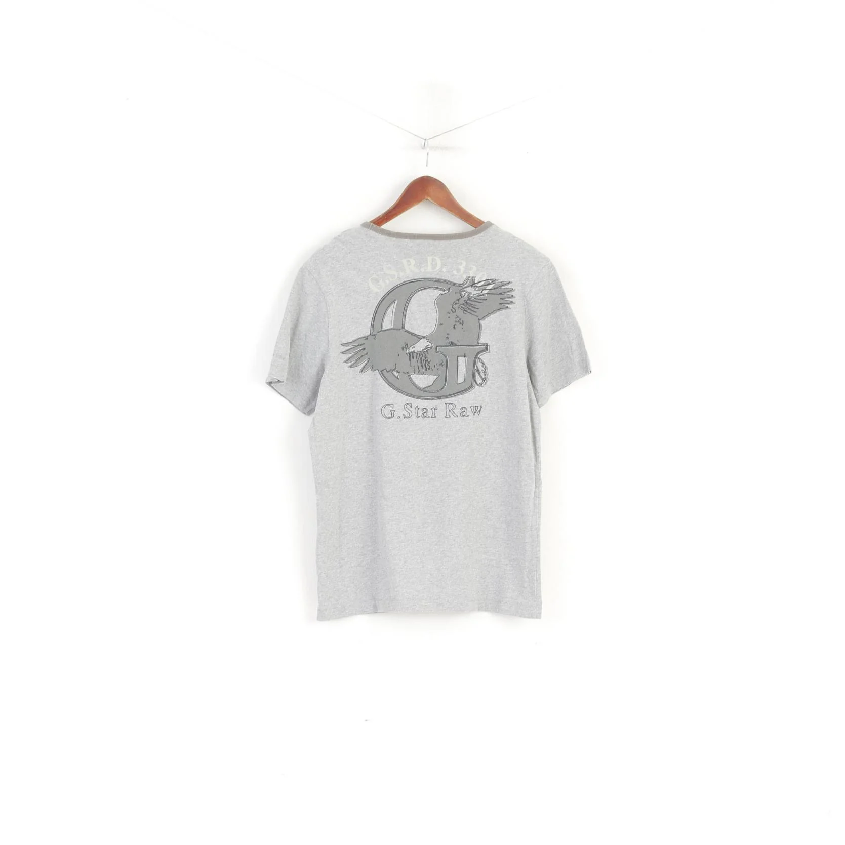 G-Star Raw Men L Shirt Grey Cotton Graphic Emroidered Crew Neck Classic Top - Image 6