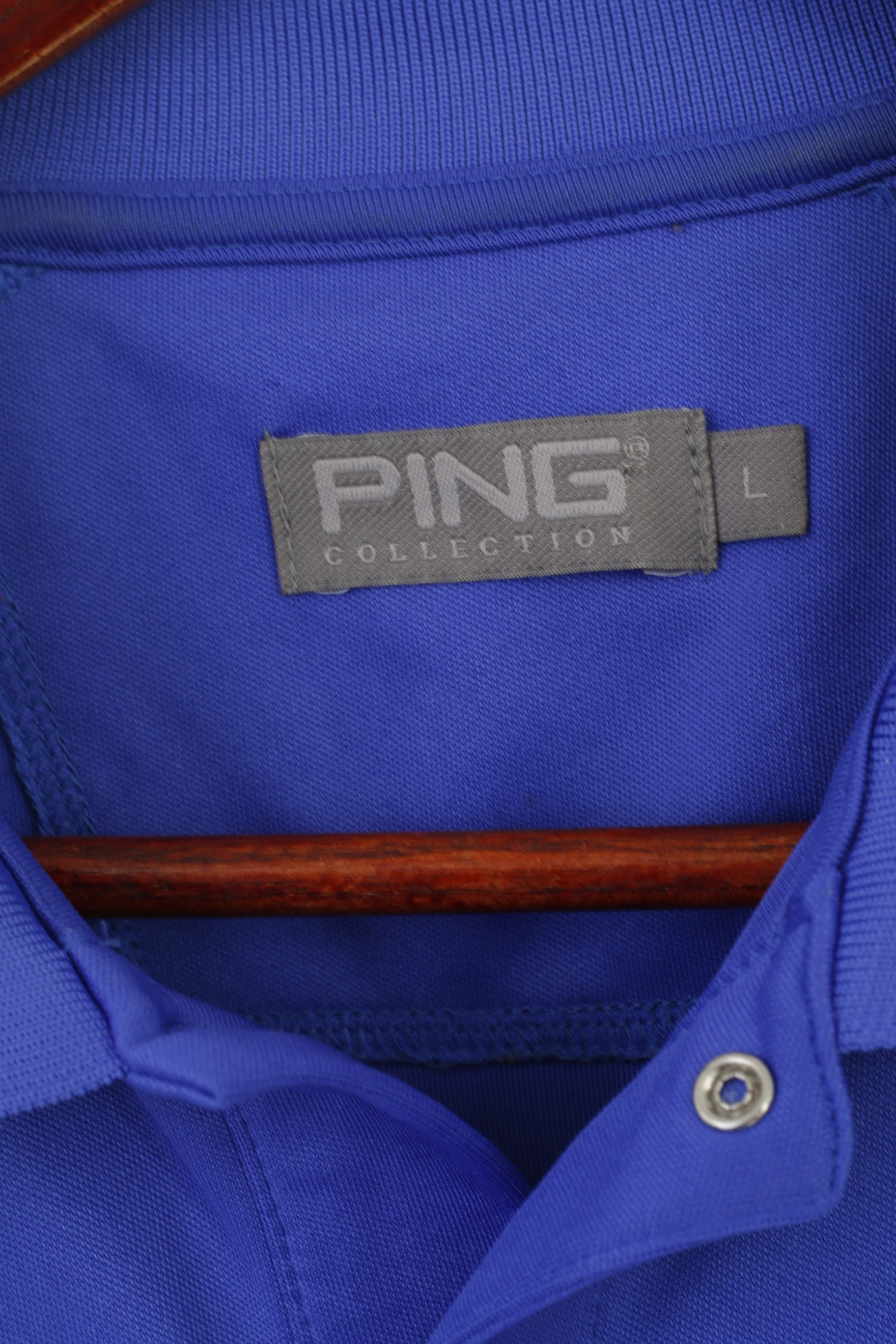 PING Collection Men L Polo Shirt Blue Golf Sportswear Shiny Classic Fit Top - Image 4