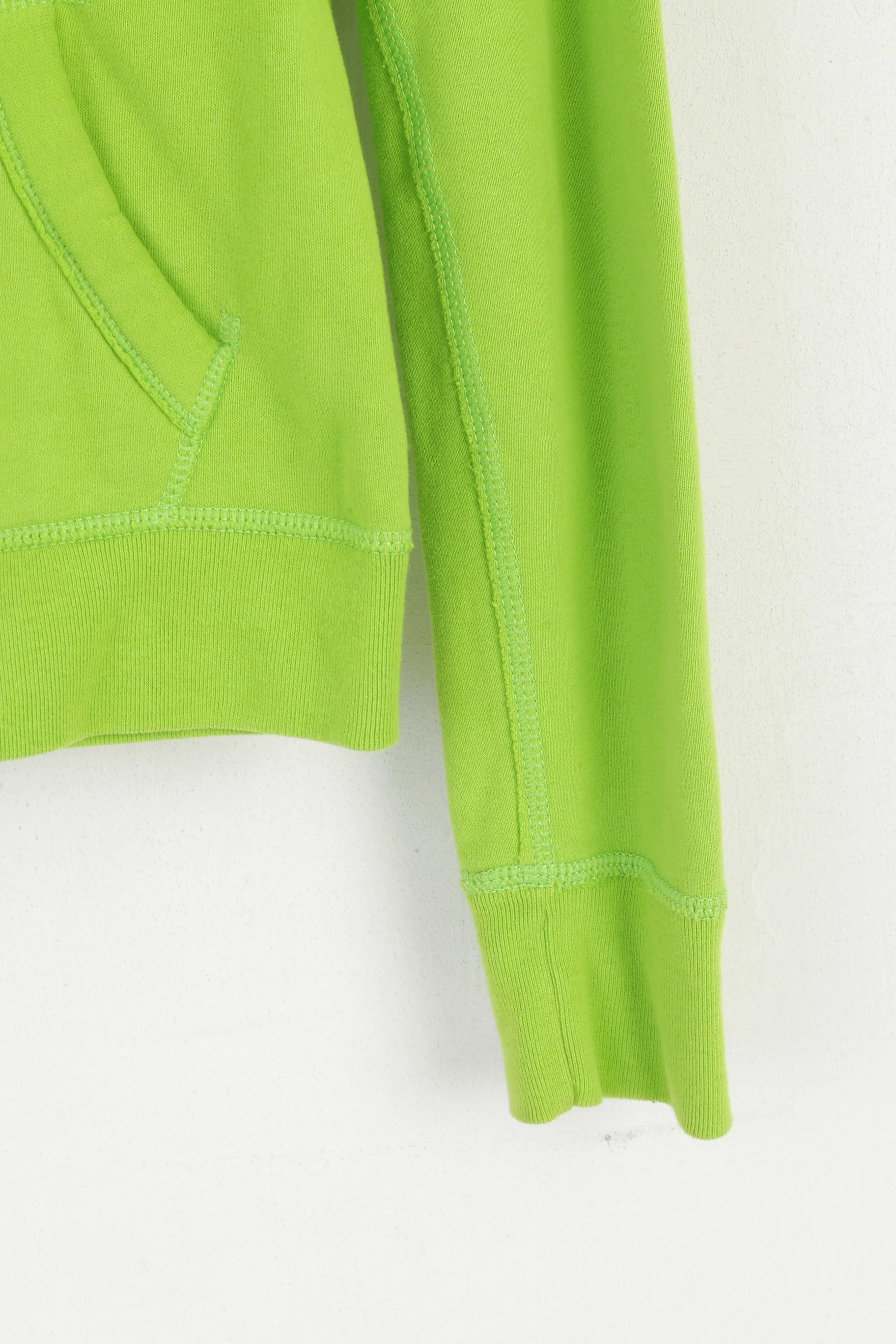 Hollister California Women M (S) Sweatshirt Neon Green Hoodie Cotton Top - Image 3