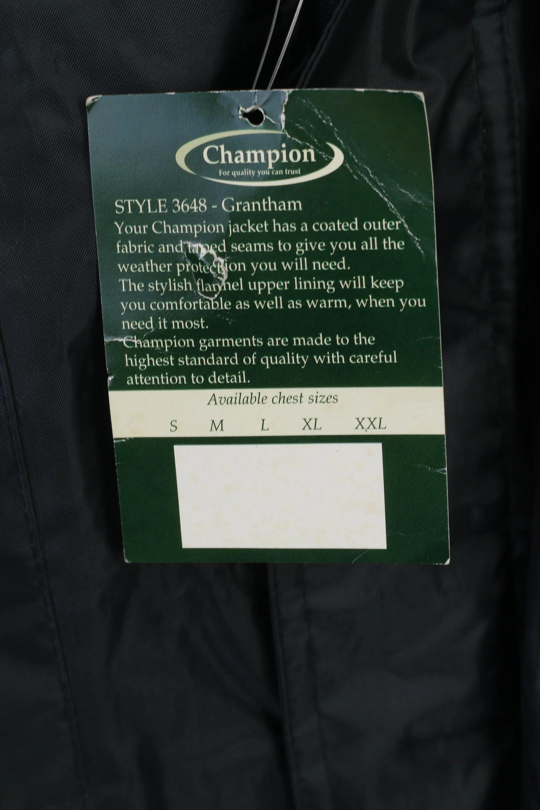 New Champion Men S Jacket Navy Padded Full Zipper Hidden Hood Pocket Outdoor Parka - Image 5