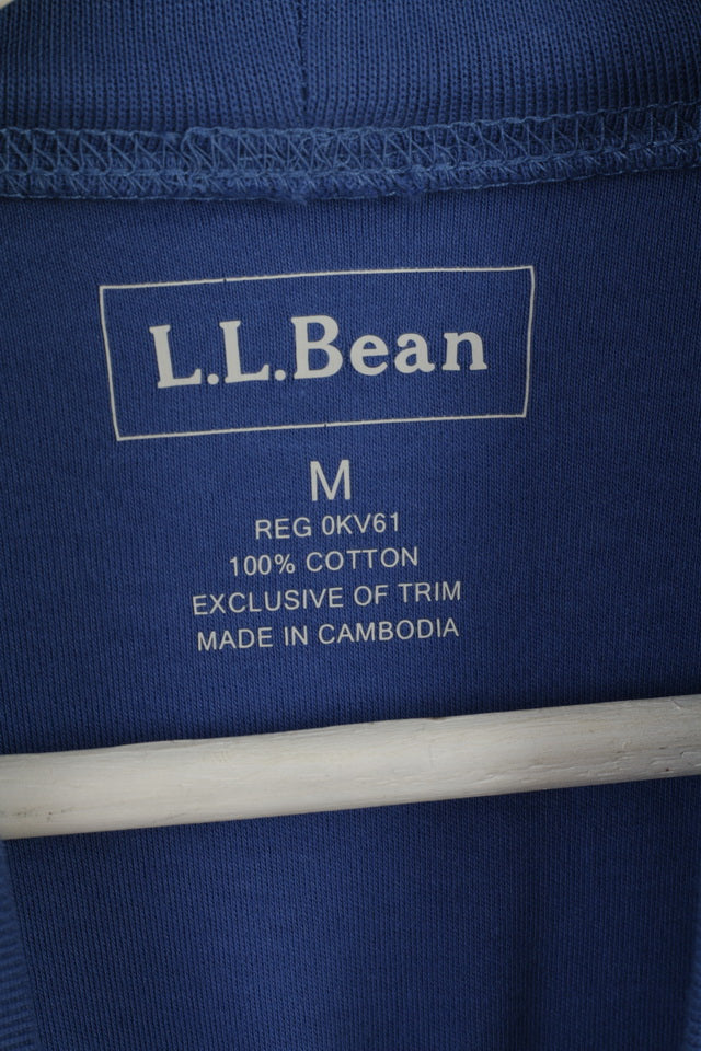 L.L.Bean Men M Shirt Blue Cotton  Trutleneck Plain Stretch Long Sleeve Top - Image 4