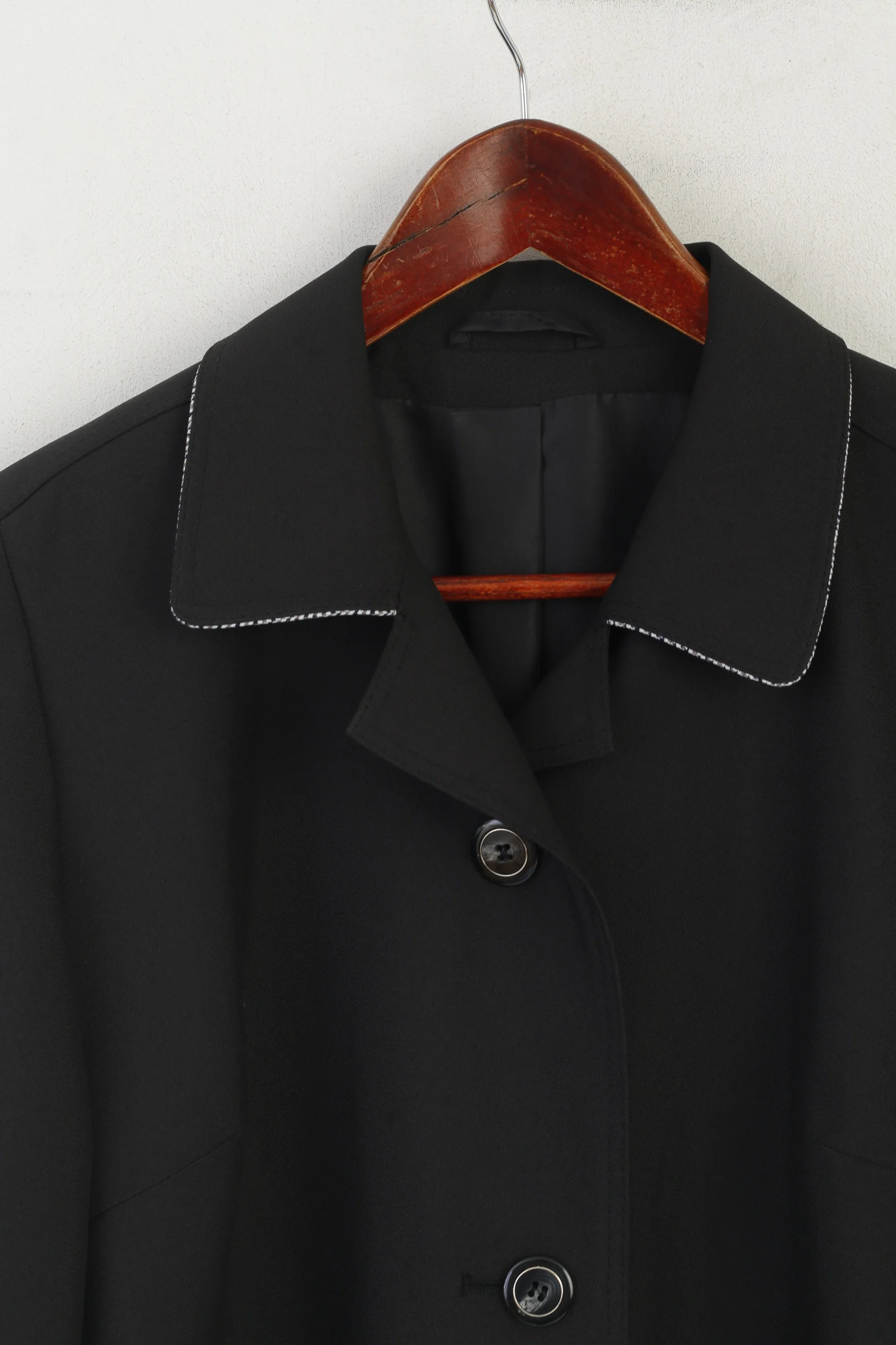 Steinadler Mode In Ganz Österreich Women 21 L Coat Black Single Breasted Shoulder Pads Vintage - Image 2