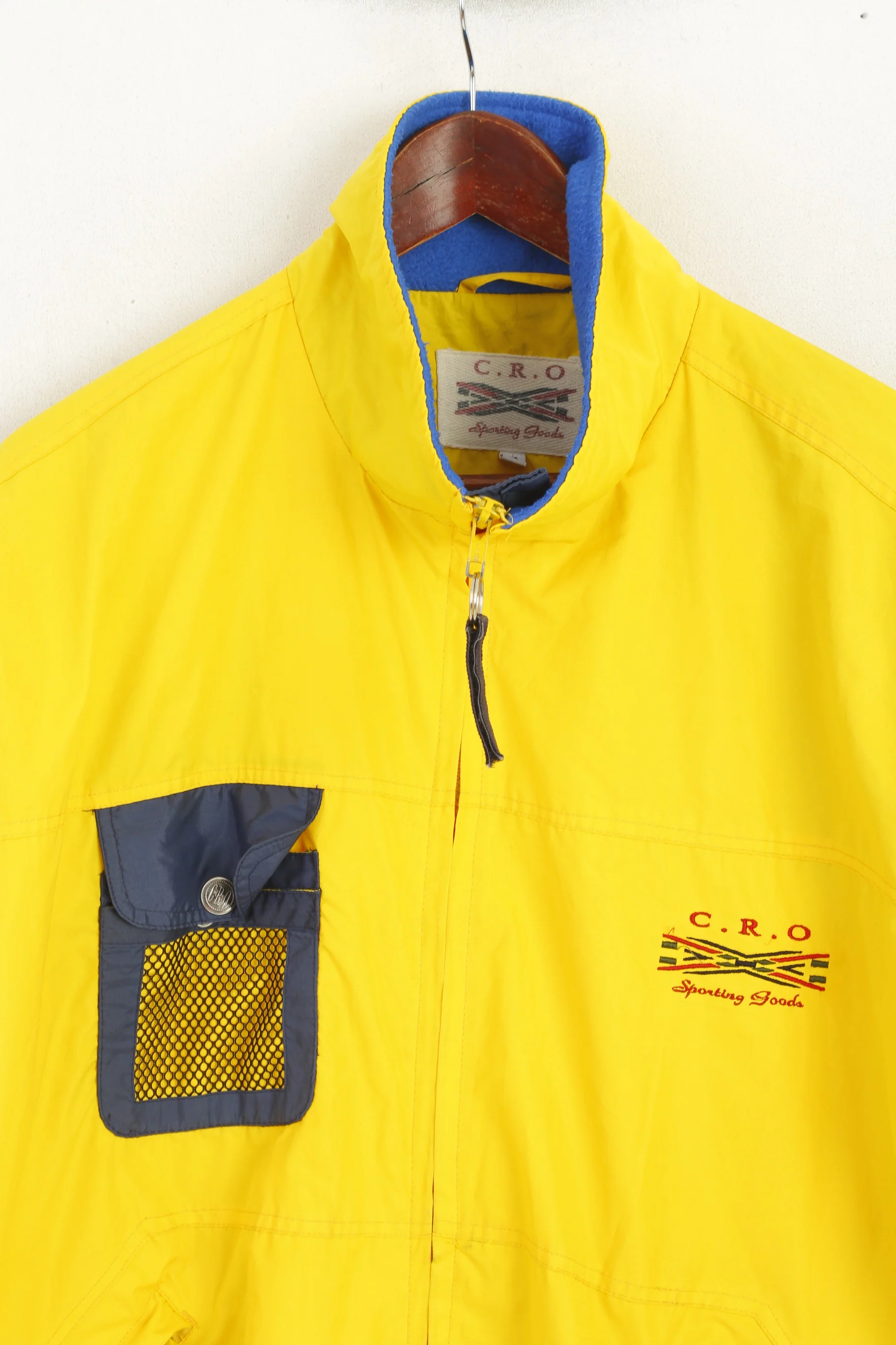 C.R.O Sporting Goods Men M Jacket Yellow Nylon Waterproof Vintage Full Zipper Top - Image 2
