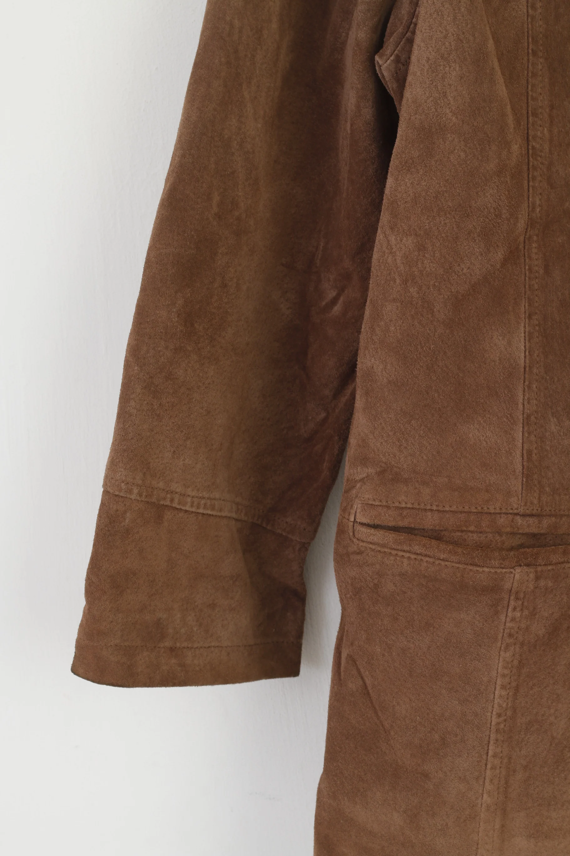 Vintage Women 20 46 XL Jacket Brown Leather Vintage Boho Single Breasted Top - Image 4