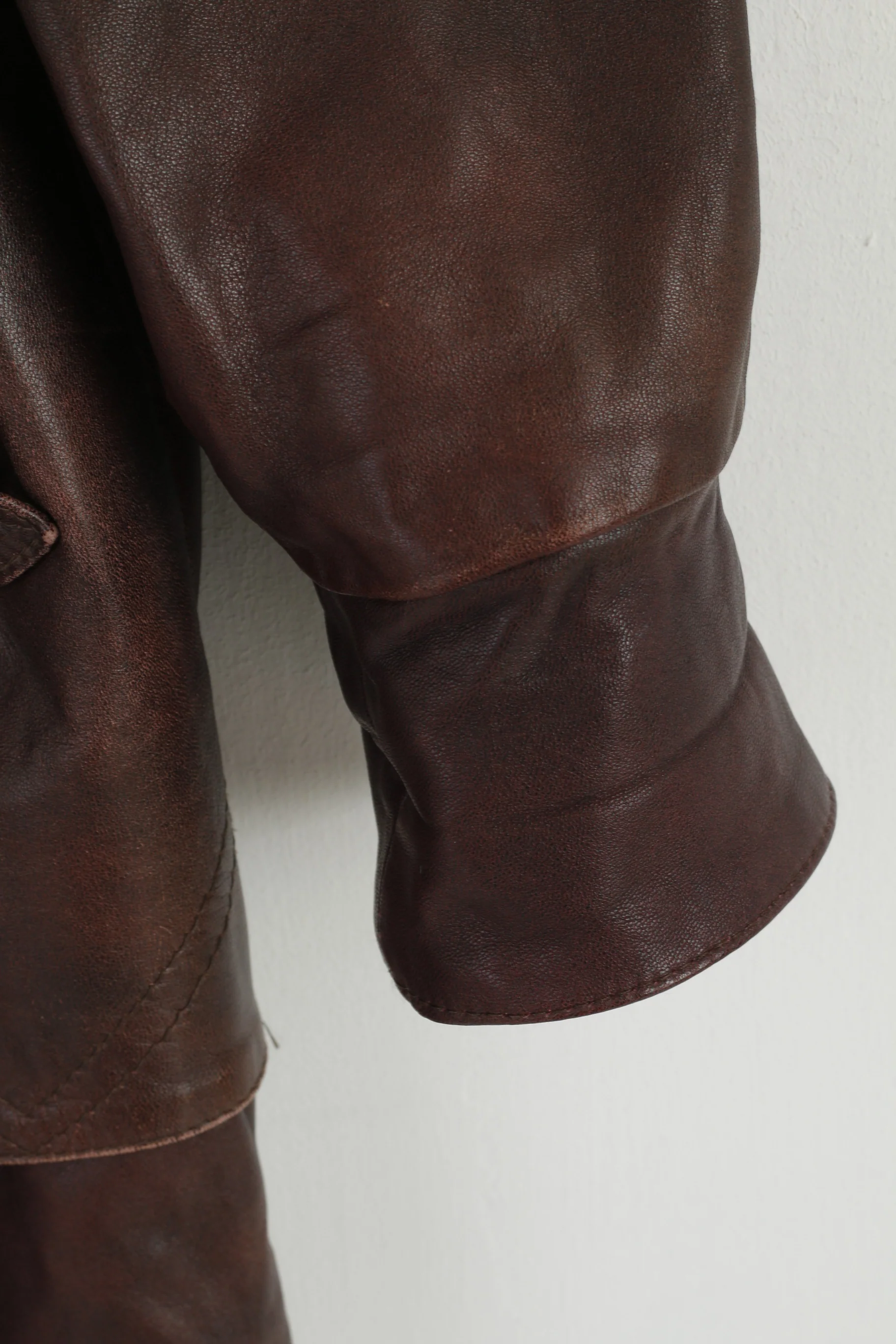 Mokka Nappa Finland Women 36 S Jacket Brown Leather Raglan Sleeve Full Zipper Long Top - Image 3