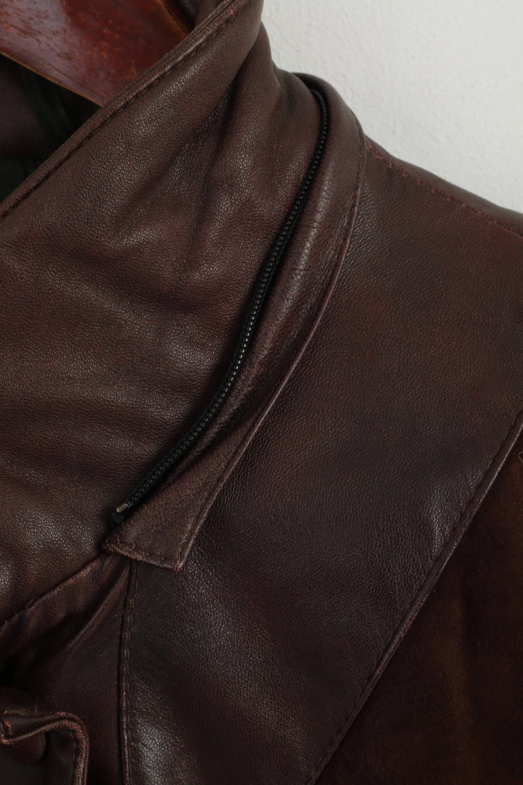 Mokka Nappa Finland Women 36 S Jacket Brown Leather Raglan Sleeve Full Zipper Long Top - Image 6