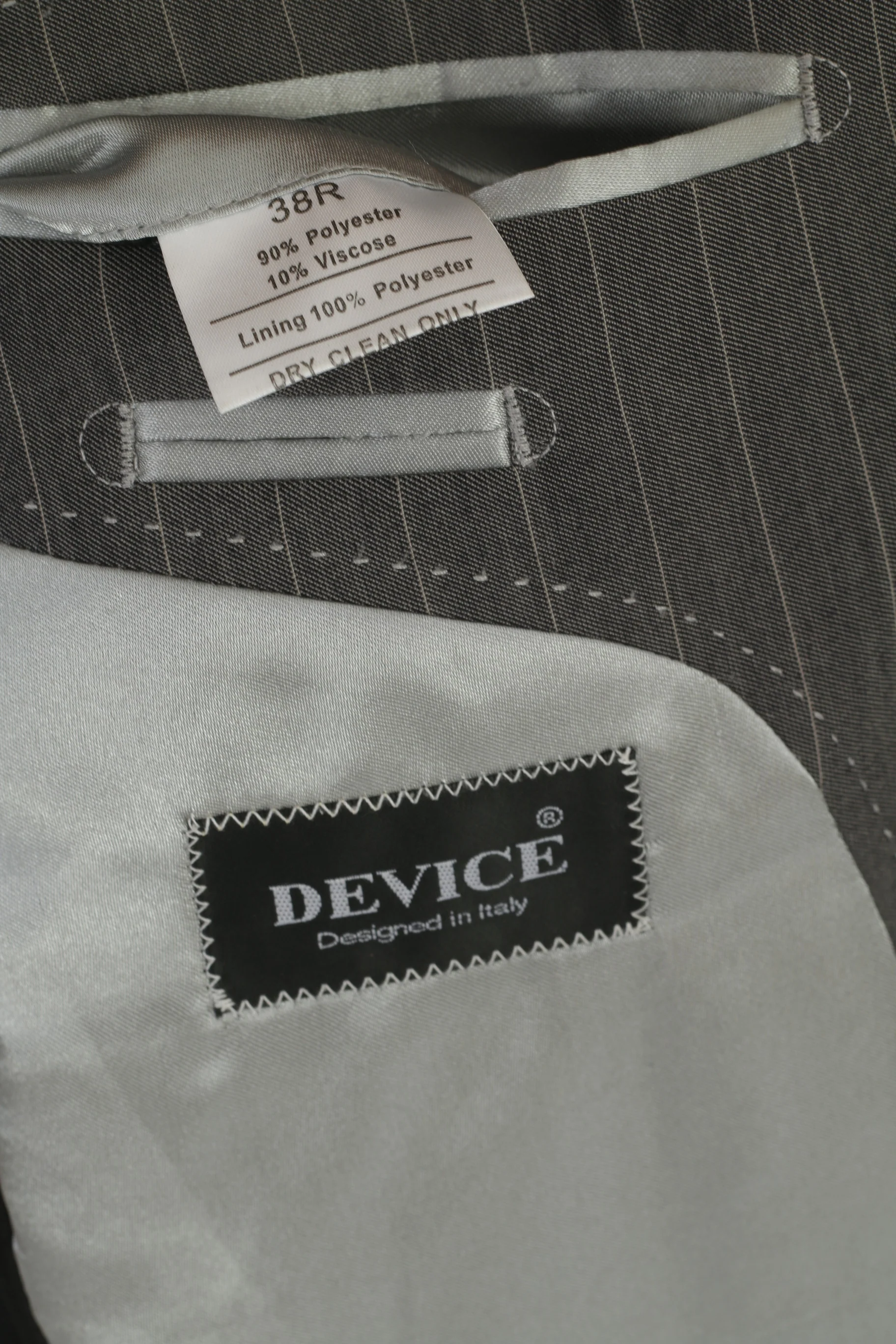 Device Men 38 Blazer Gray Striped  Designed in Italy Single Breasted Vintage Jacket - Image 4