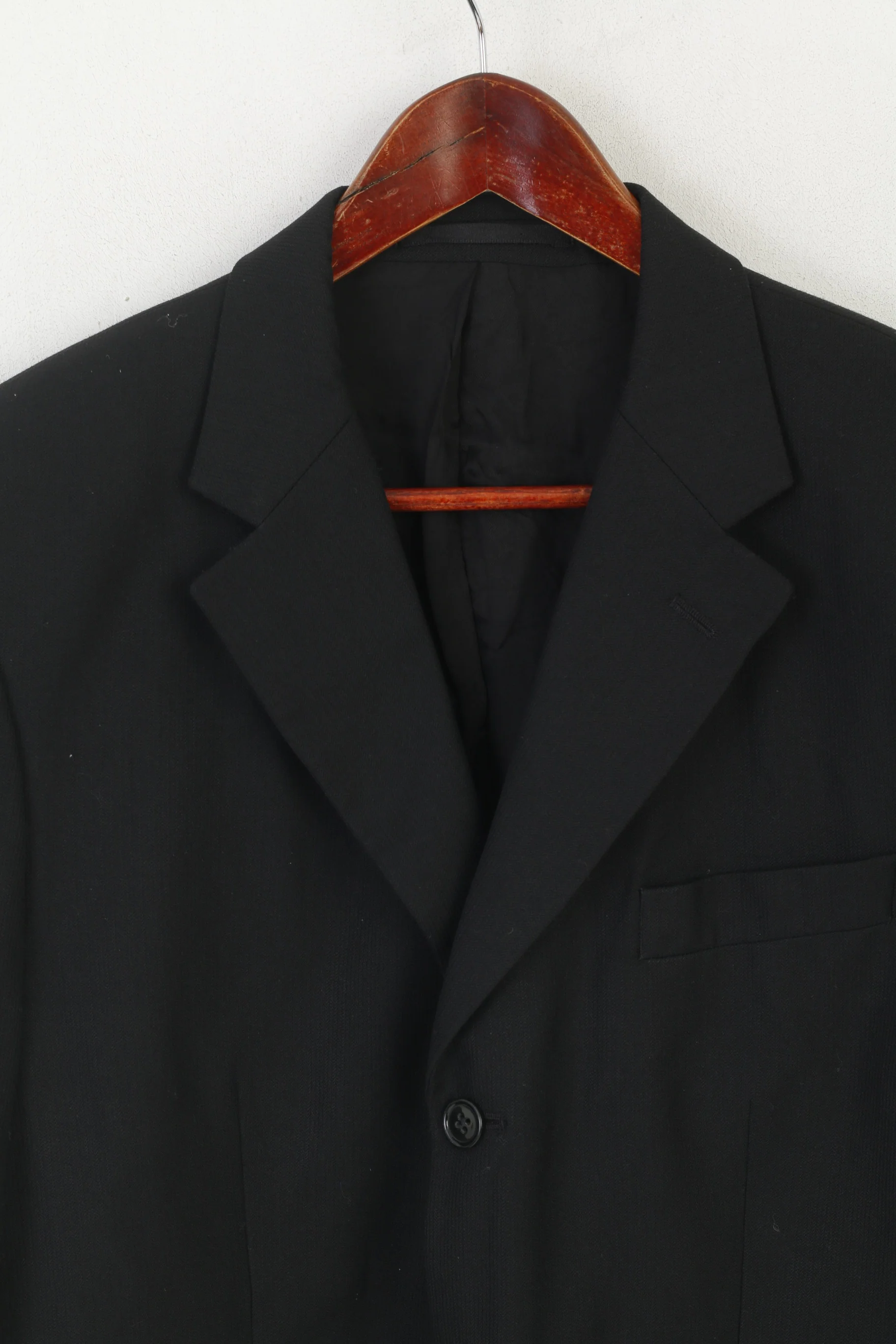Daniel Grahame Men 42 Blazer Black Wool Blend Shoulder Pads Single Breasted Jacket - Image 2