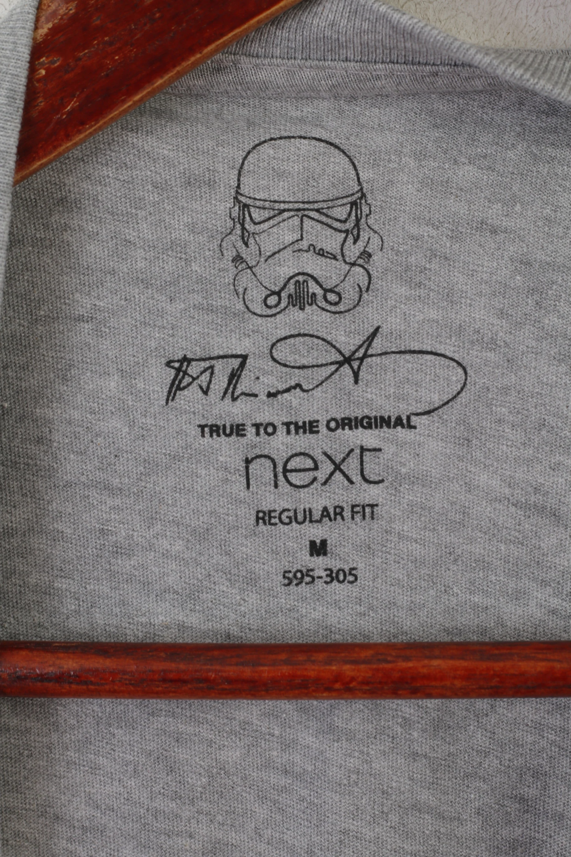 Next Men M Shirt Gray Cotton Graphic Star Wars Crew Neck Sport Top - Image 4