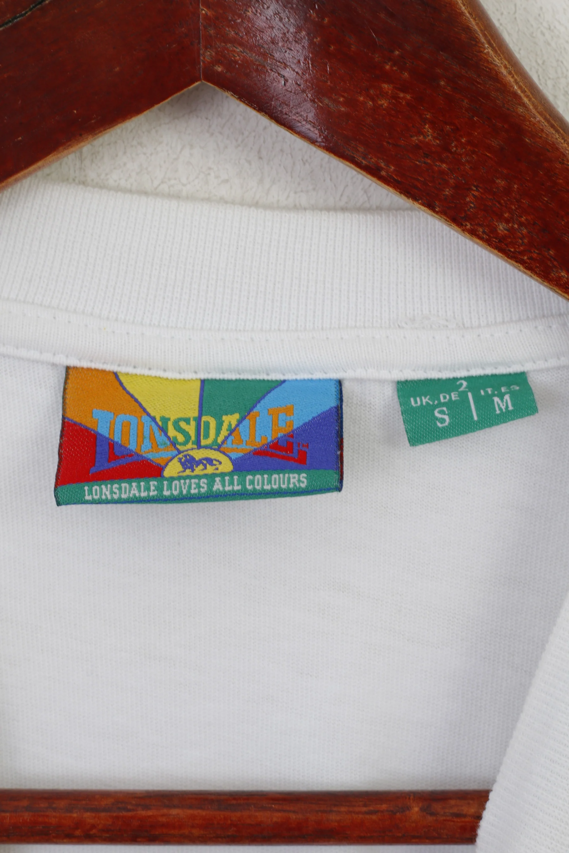 Lonsdale London Women S Shirt White Cotton Crew Neck Vintage Unisex Top - Image 4