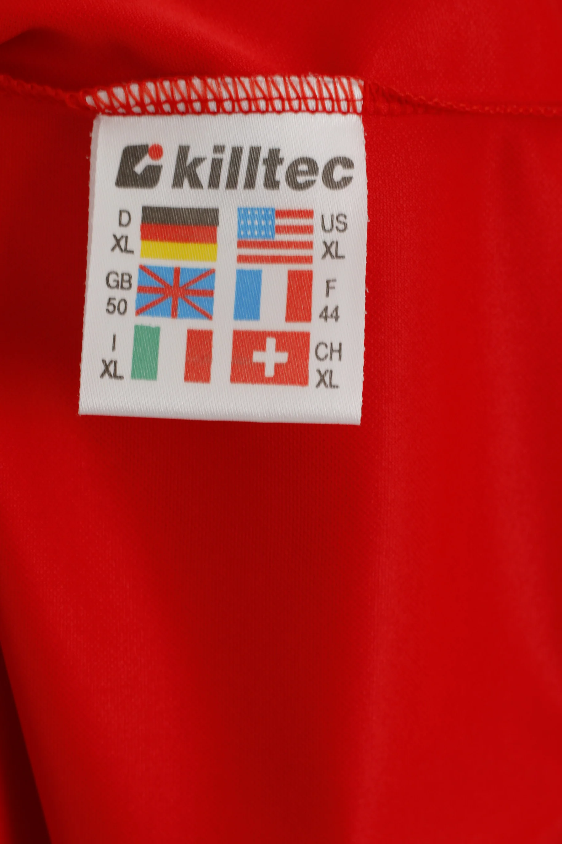Killtec Men XL Polo Shirt Red Shiny Vintage Short Sleeve Active Sport Jersey Top - Image 5