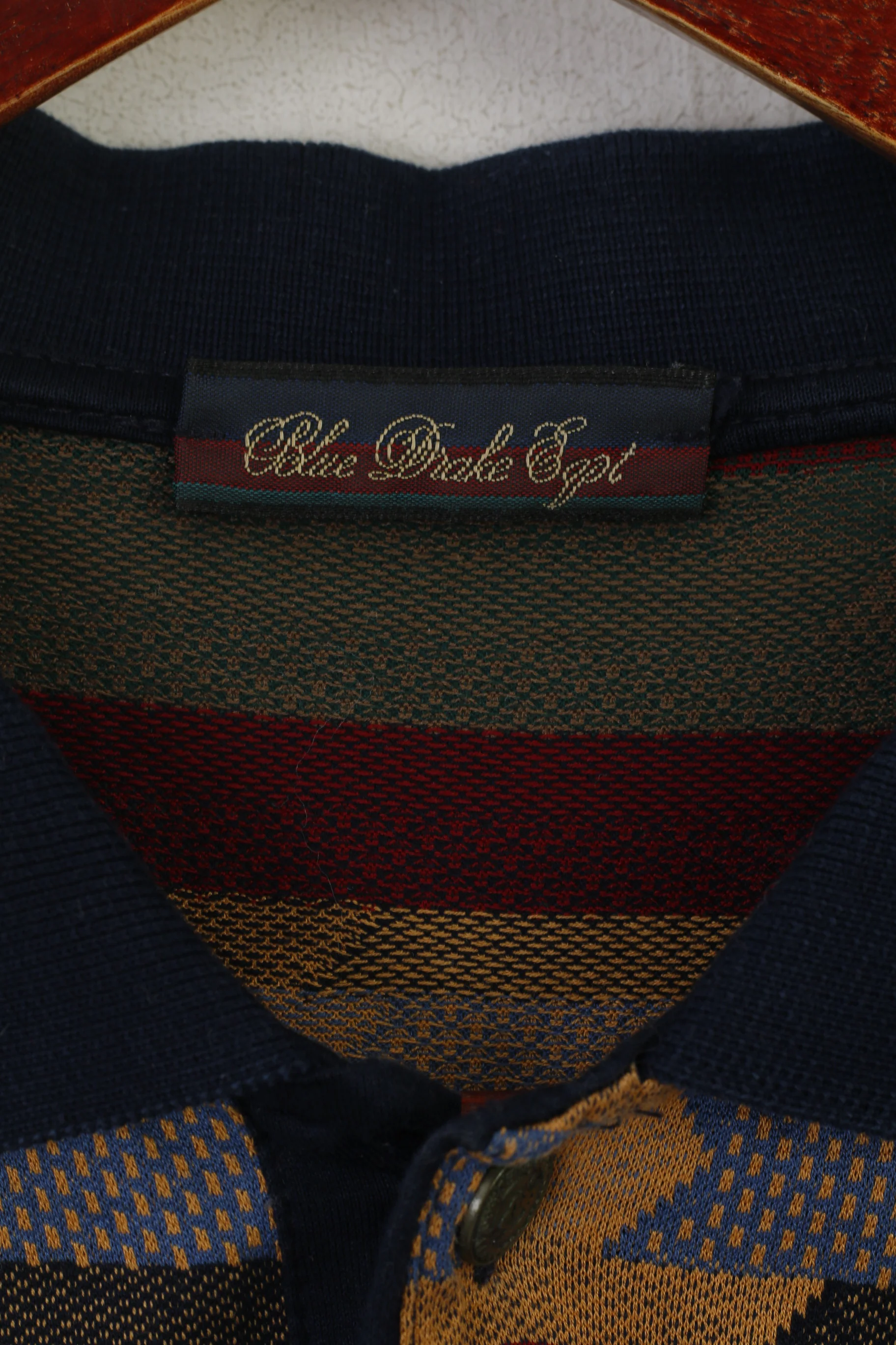 Blue Drake Dept Men XXL Polo Shirt Multicoloured Cotton Made in Italy Vintage Top - Image 3