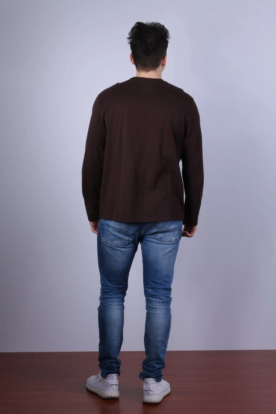 Polo Jeans Ralph Lauren Men XL Shirt Brown Crew Neck Long Sleeve Cotton Graphic Top - Image 9