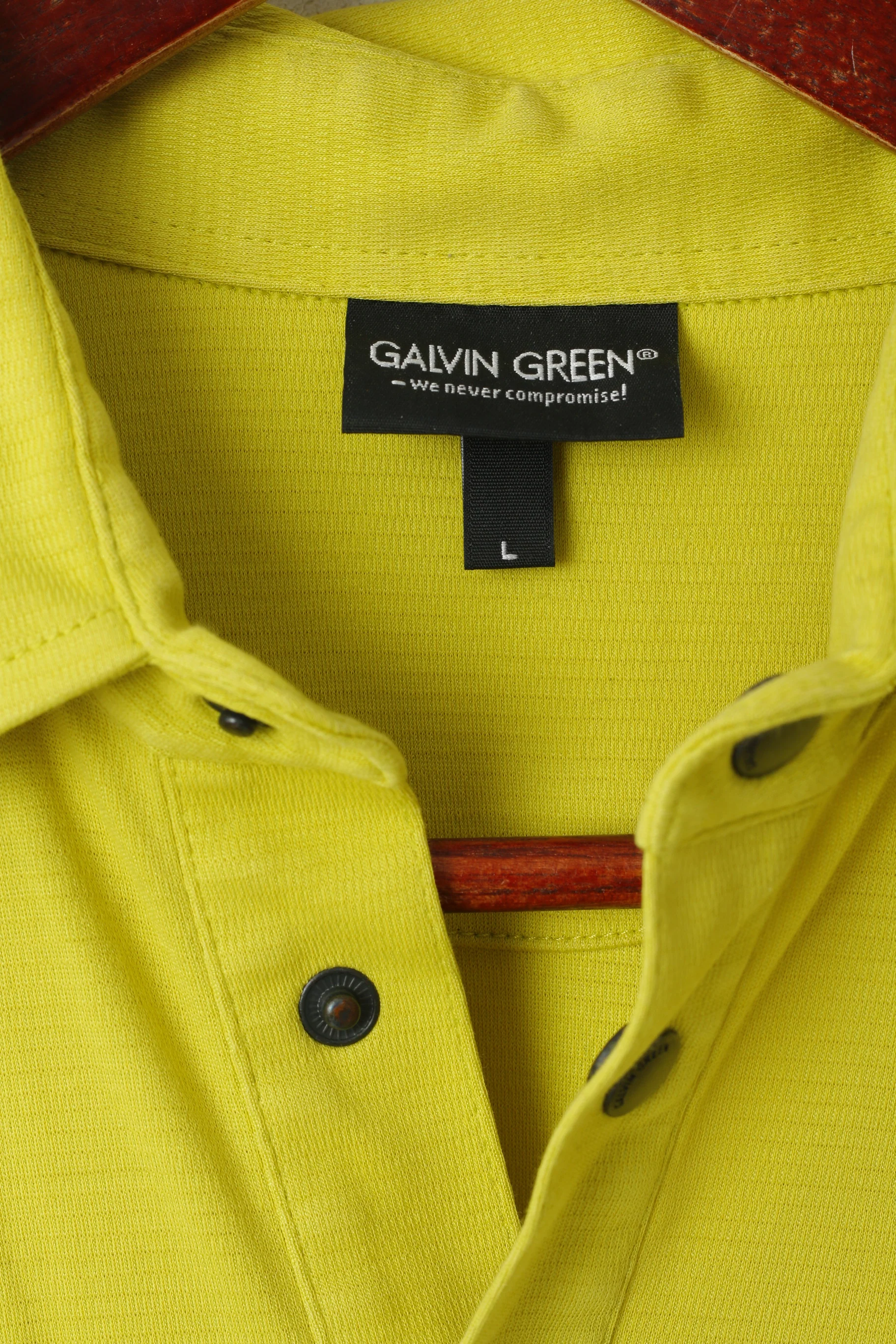 Galvin Green Men L Polo Shirt Lime Cotton Golf Stretch Snaps Pocket Sport Top - Image 3
