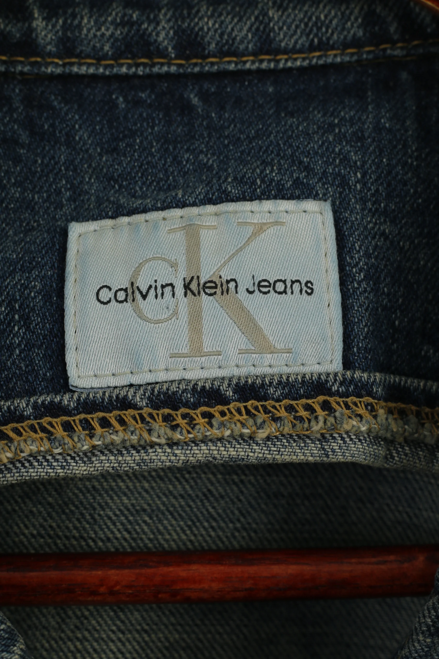 Calvin Klein Jeans Womens XL Denim Jacket Blue Cotton Full Zipper CK Detailed Unisex Top - Image 5