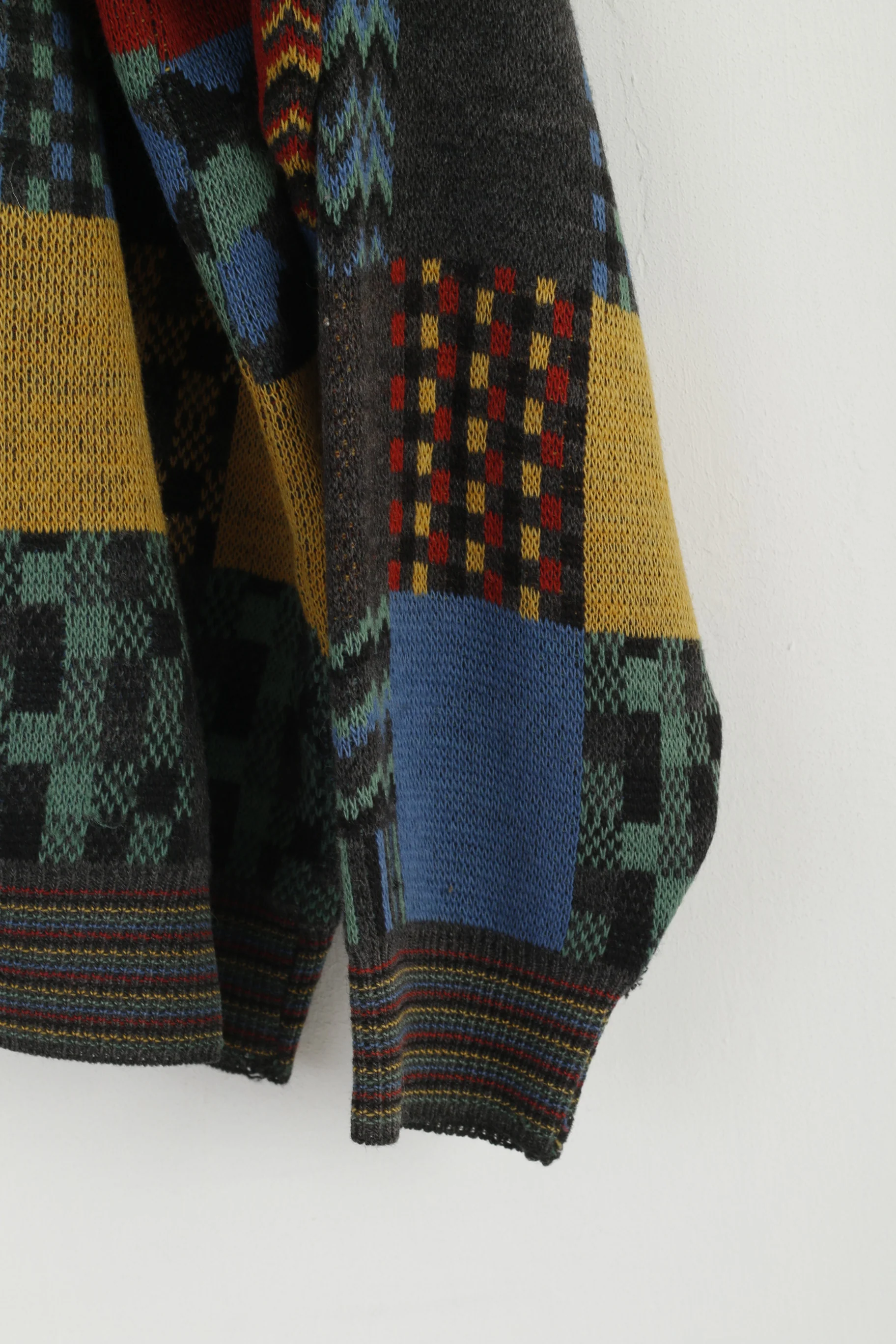Vintage Men 52 M Jumper Designer Knit Multicoloured Wool Acrylic Blend Sweater - Image 3