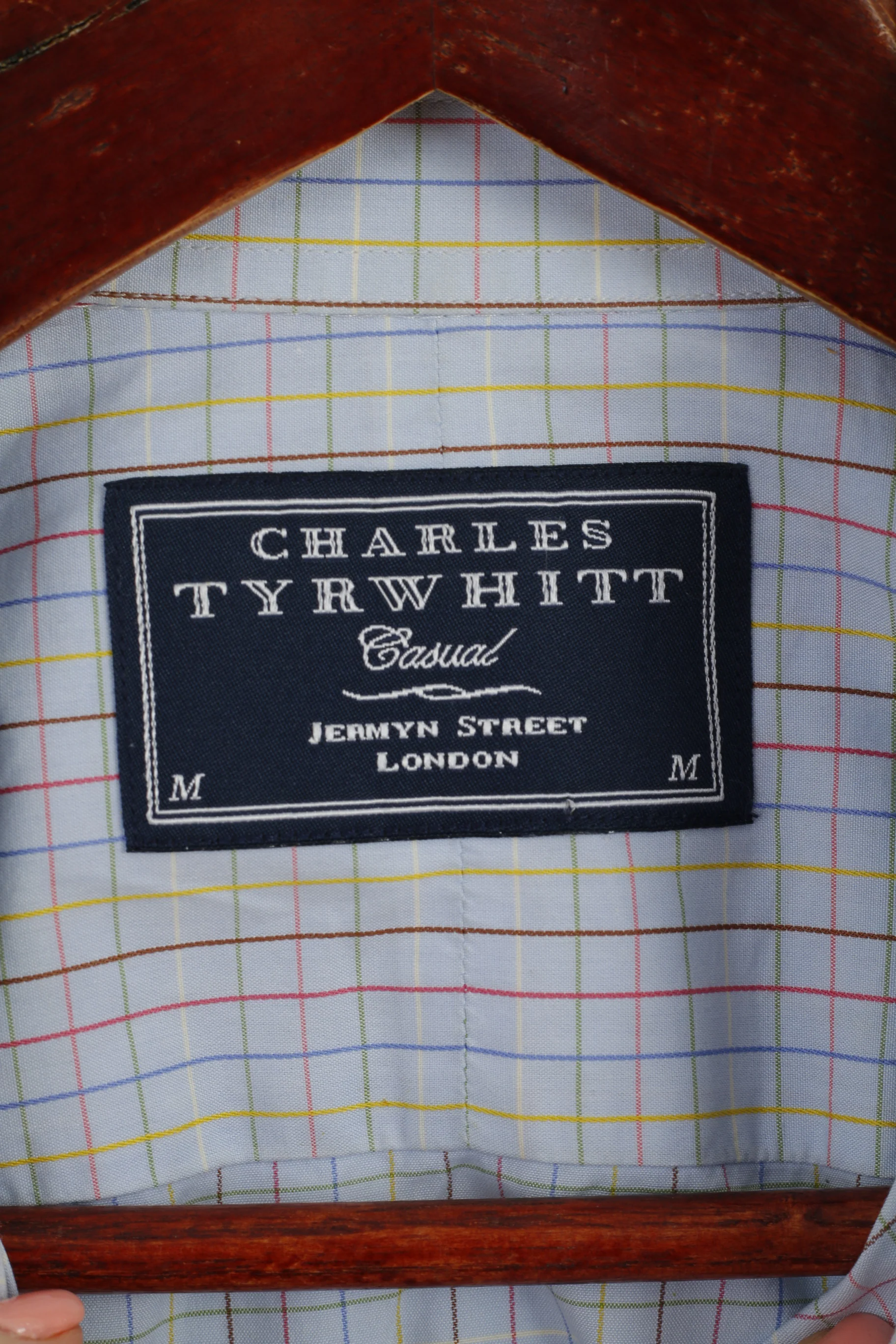 Charles Tyrwhitt Men M Casual Shirt Check Blue Cotton Long Sleeve Top - Image 4
