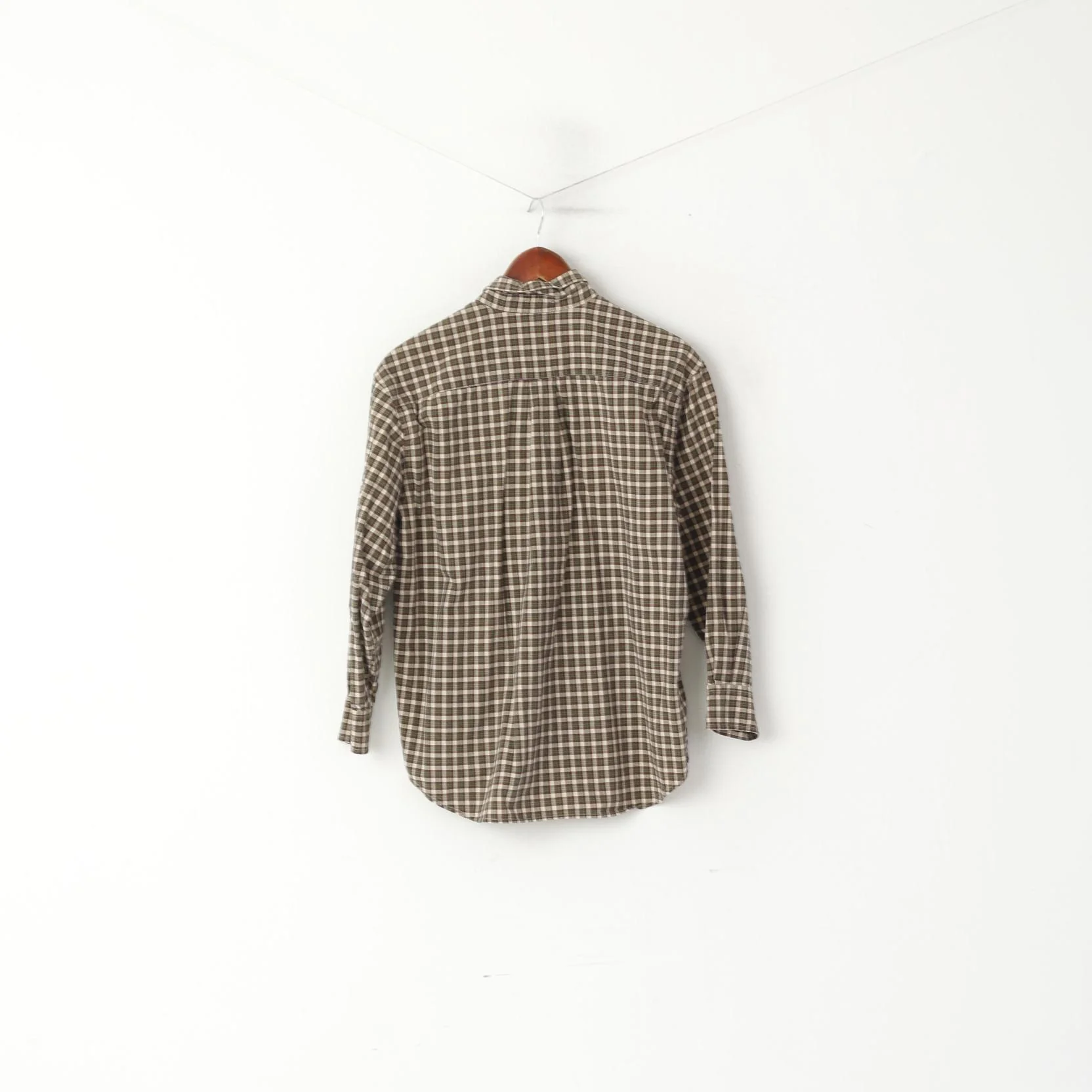 Abercrombie Boys L 10-12 Age Casual Shirt Brown Green Cotton Checkered Long Sleeve - Image 5