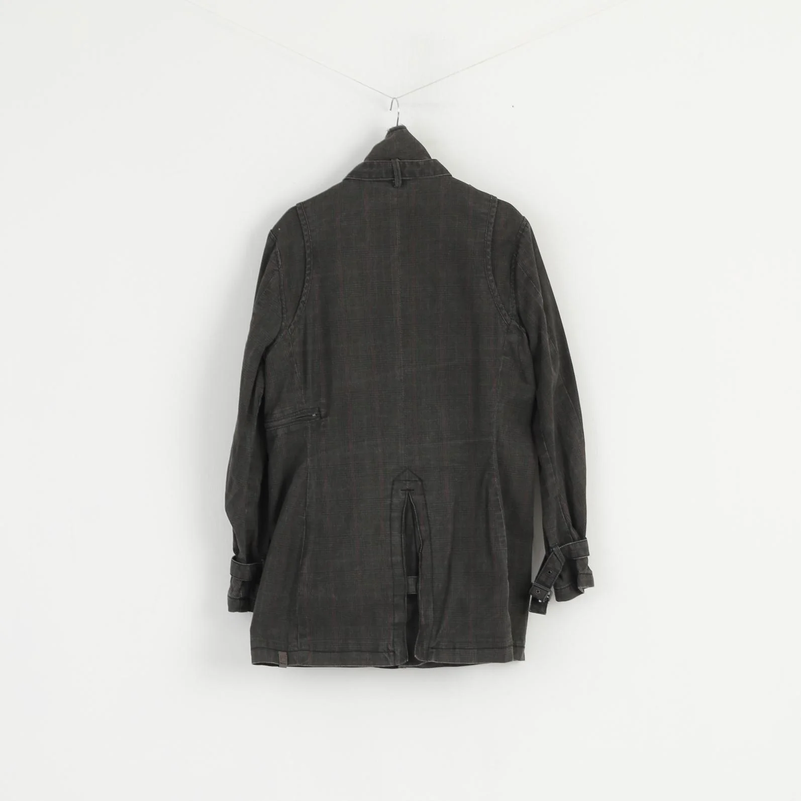 G-STAR RAW Women L (M) Jacket Grey Cotton New Garber Check Trench Snaps Classic Coat - Image 7