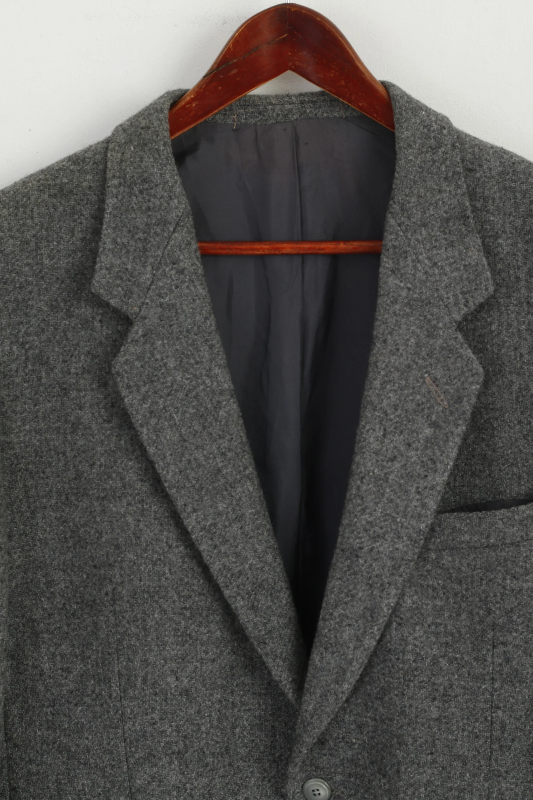 BHS Men 44 Blazer Grey Pure New Wool Single Breasted Made in Yugoslavia Jacket - Image 2