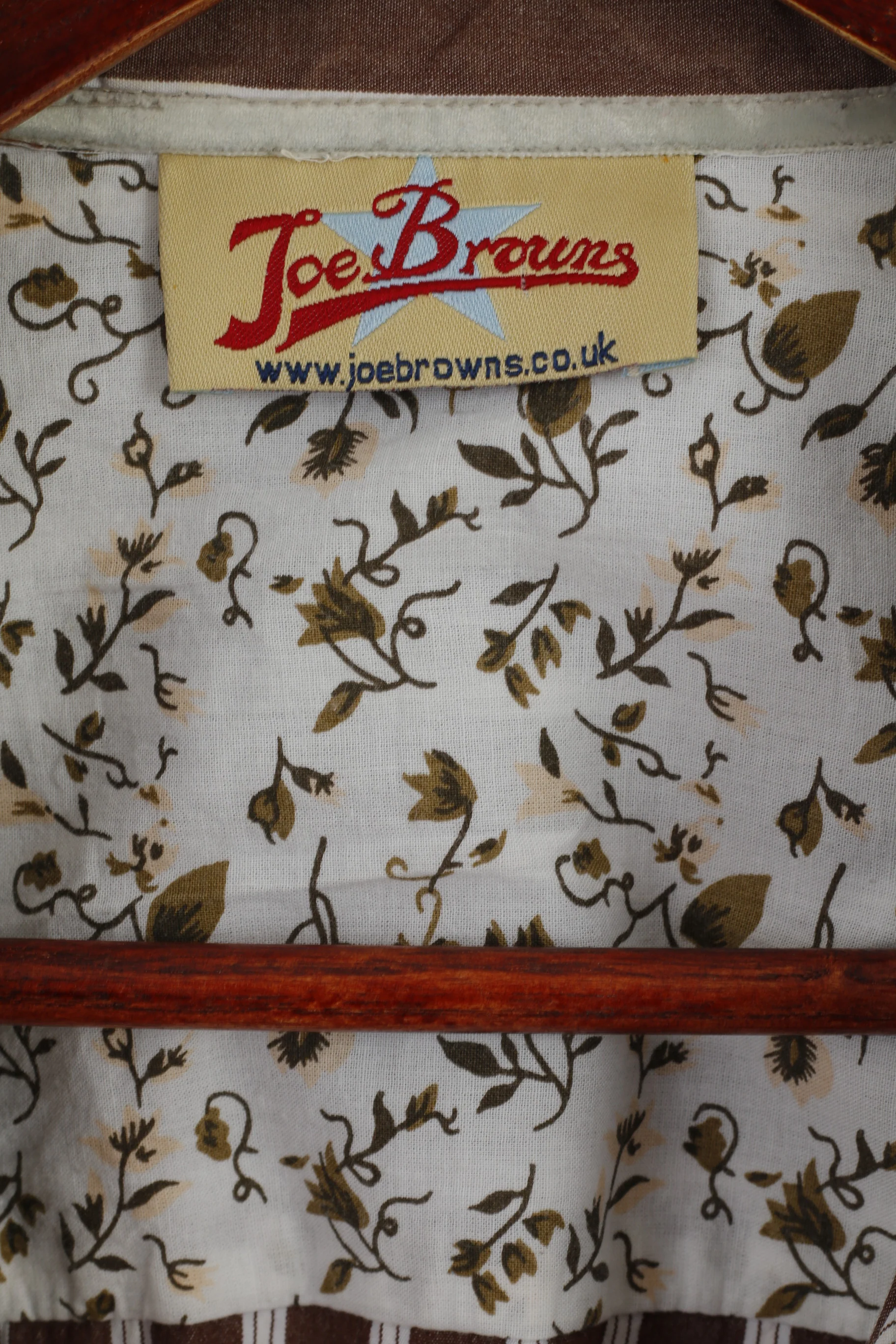 Joe Brown Men XL (XXL) Casual Shirt Brown White Striped Cotton Long Sleeve Top - Image 4