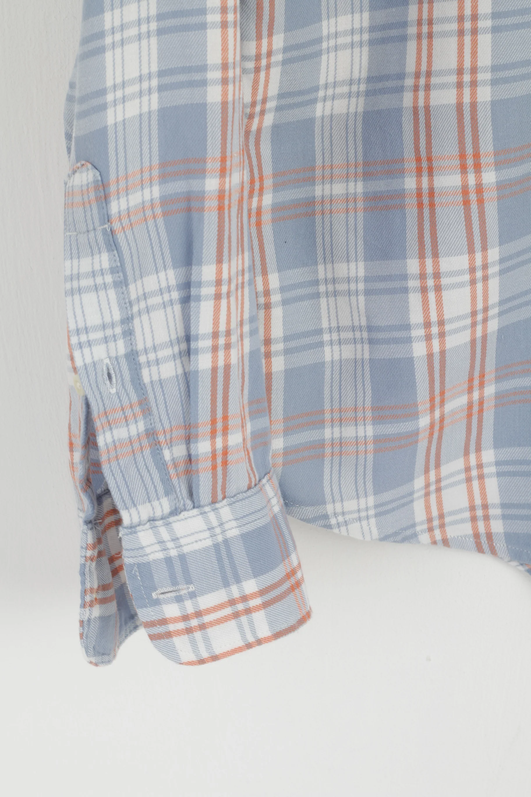 Levi's Men L Casual Shirt Blue Soft Cotton Check Pocket Long Sleeve Top - Image 3