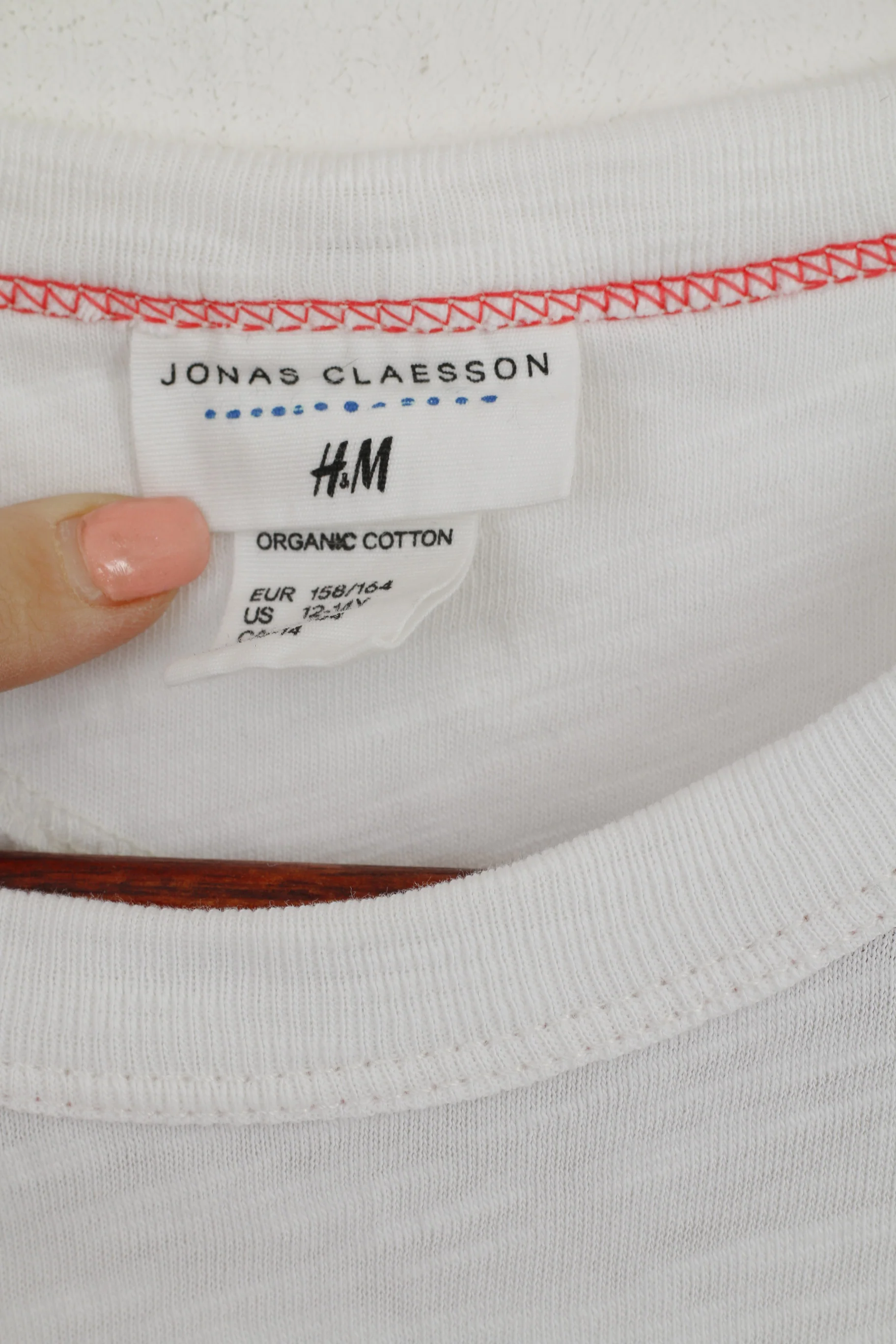 H&M Jonas Claesson Boys 12-14 Age 158/164 T-Shirt White Organic Cotton Surf's Top - Image 4