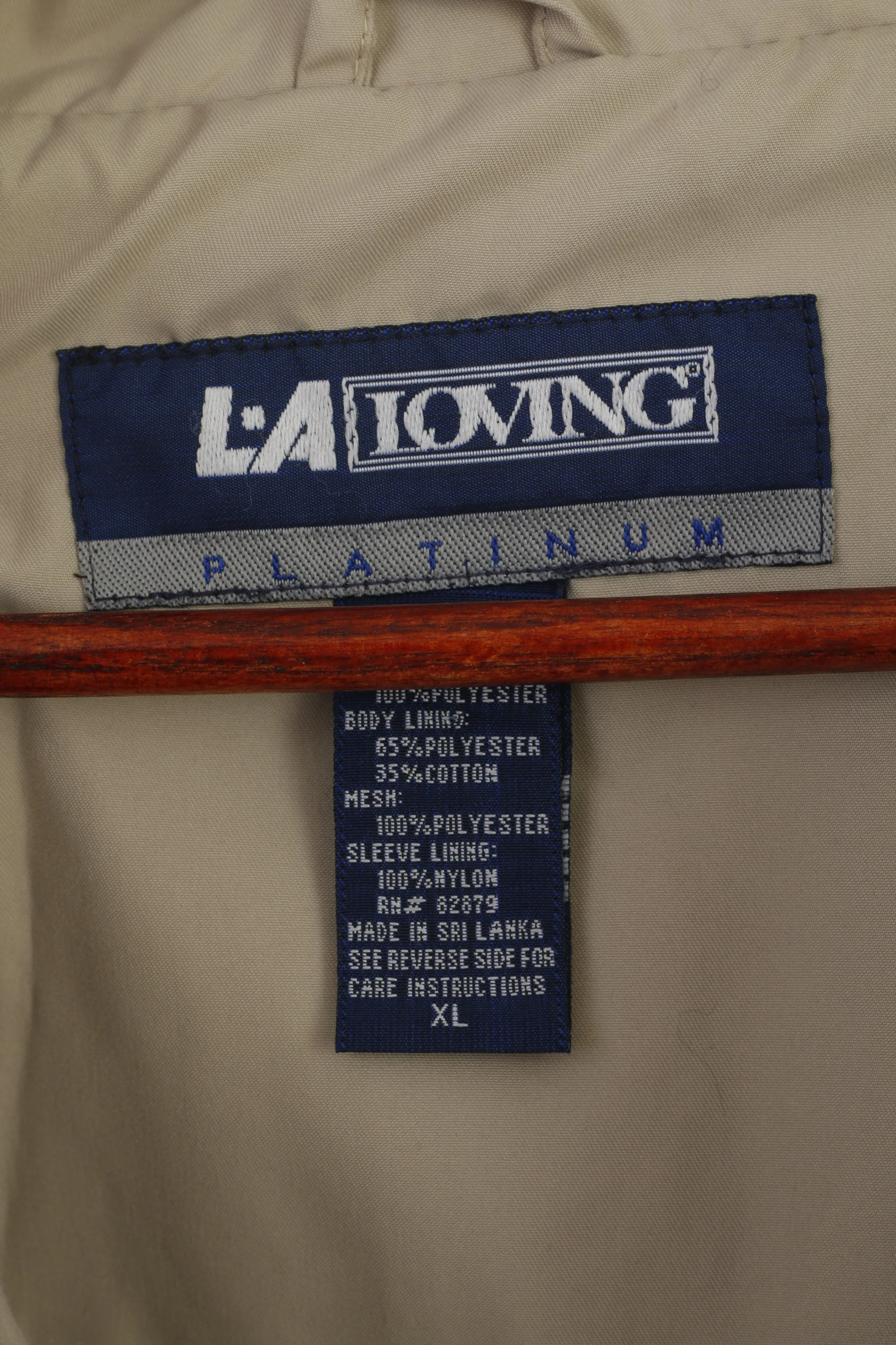 La Loving Platinum Men XL Jacket Brown Bomber Vintage Full Zipper Lightweight Top - Image 4