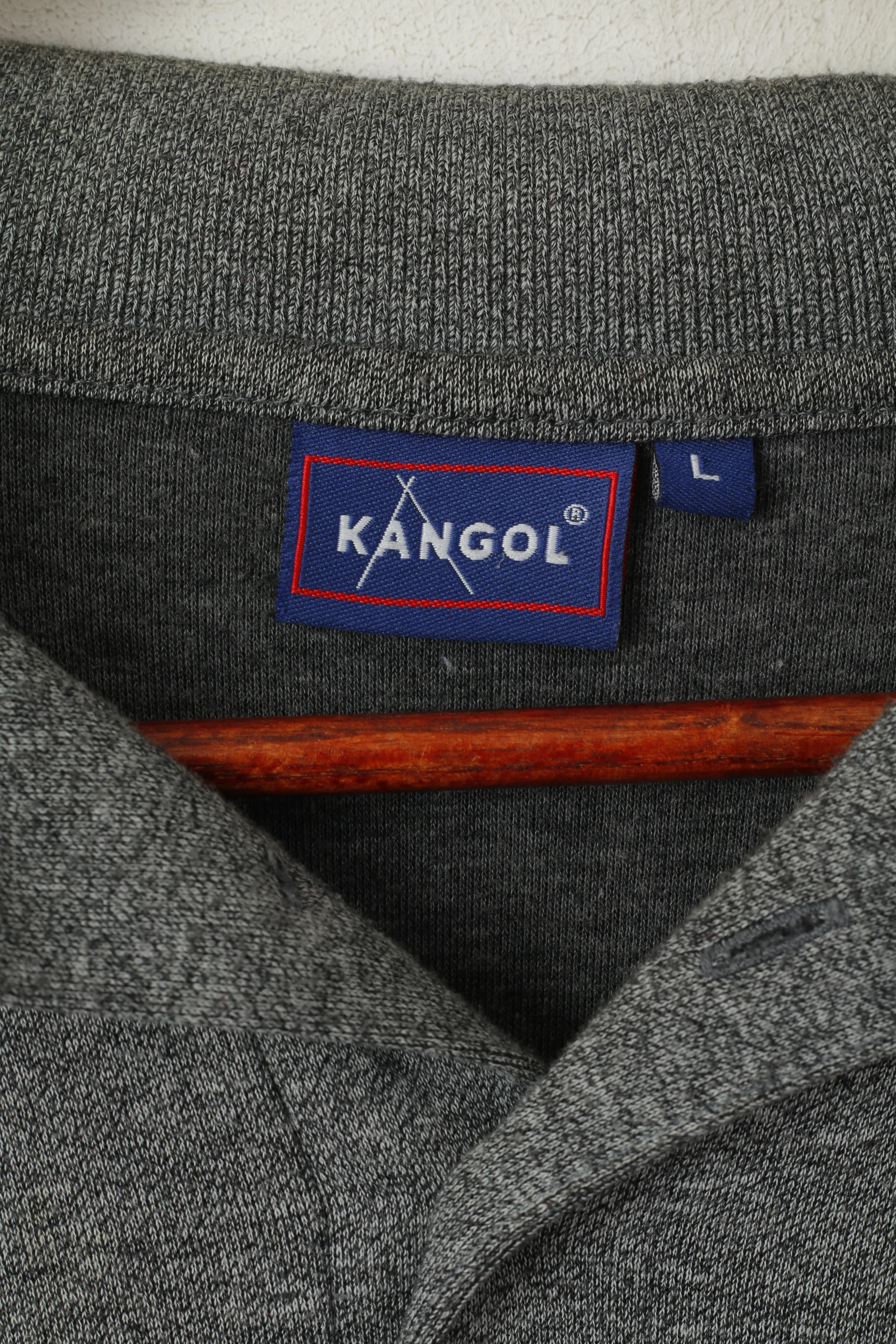 Kangol Men L Polo Shirt Grey Cotton Sport Embroided Logo Short Sleeve Top - Image 4