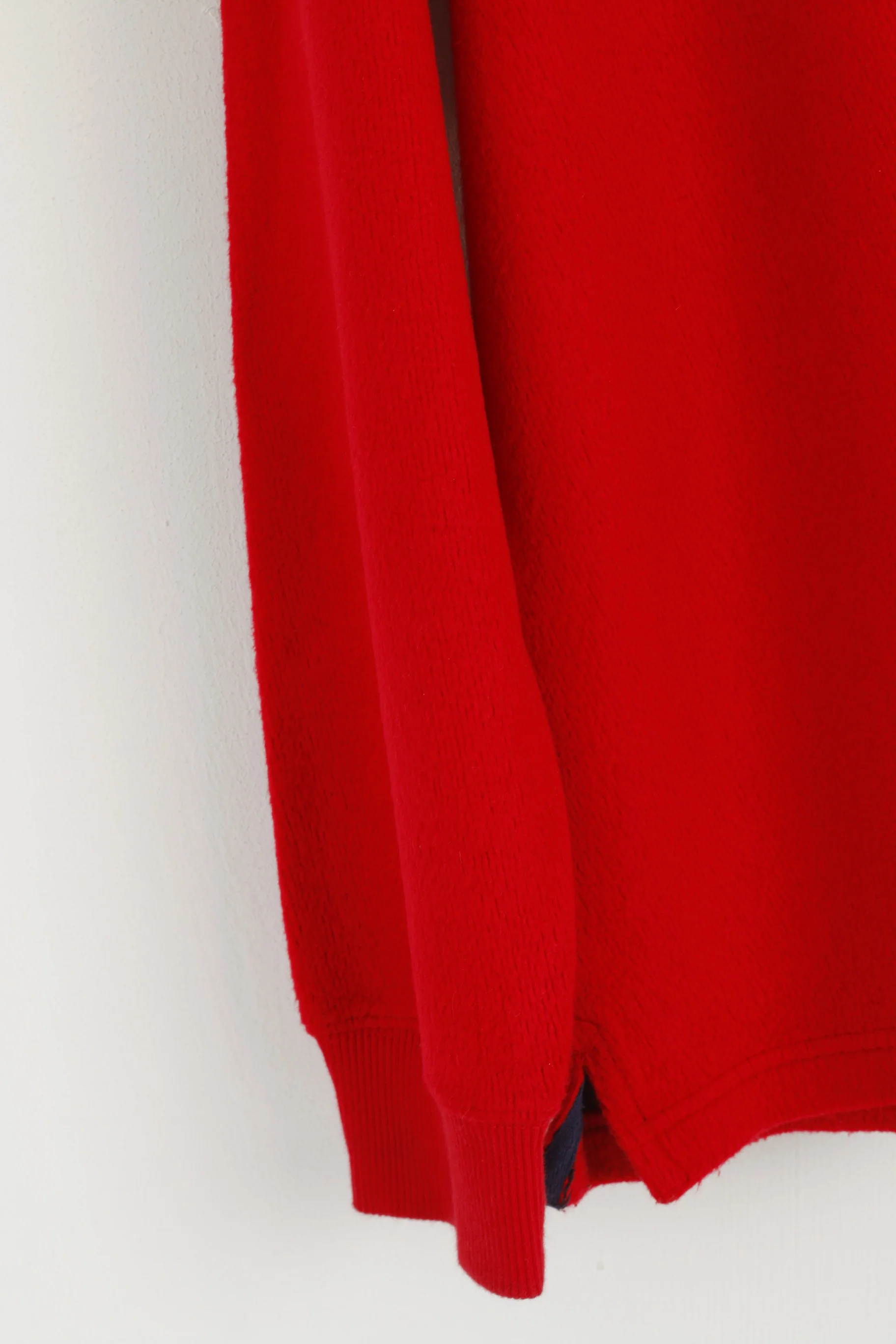Tommy Hilfiger Men L Jumper Red Cotton Blend Cold Stop V Neck Sweater - Image 3