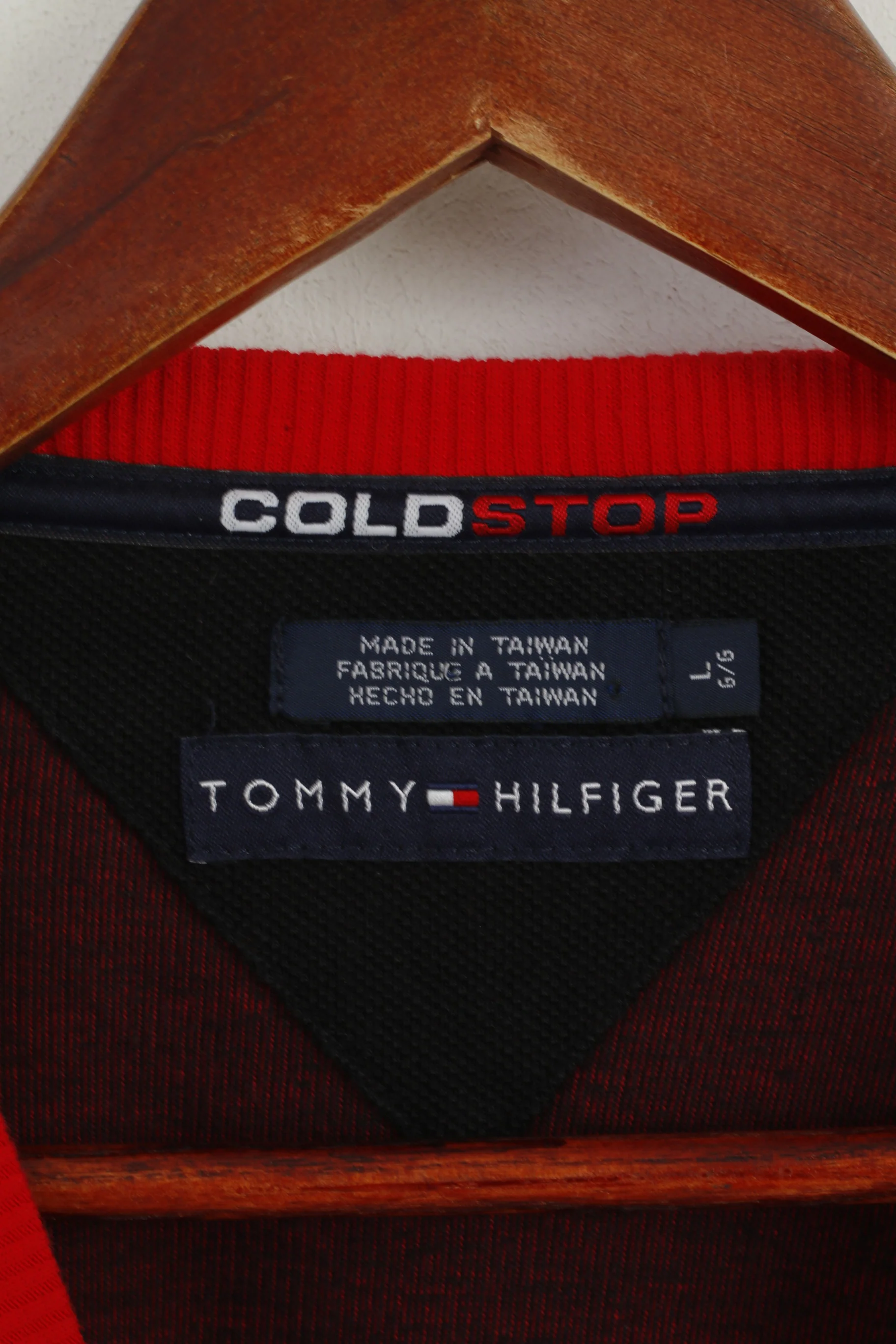 Tommy Hilfiger Men L Jumper Red Cotton Blend Cold Stop V Neck Sweater - Image 4
