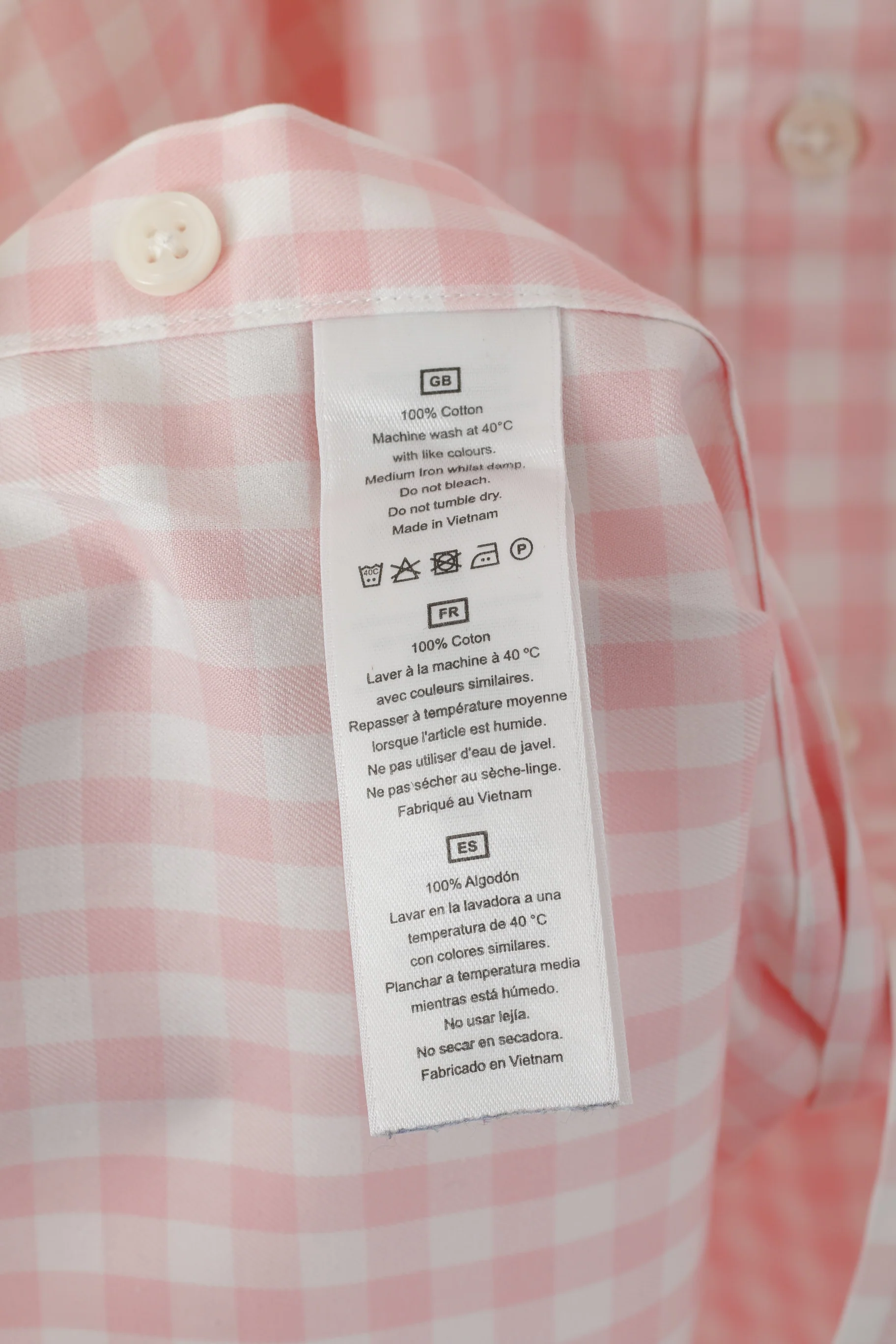 TM Lewin Men 17.5 36 XXL Casual Shirt Pink Check Cotton Long Sleeve Cuff Top - Image 5