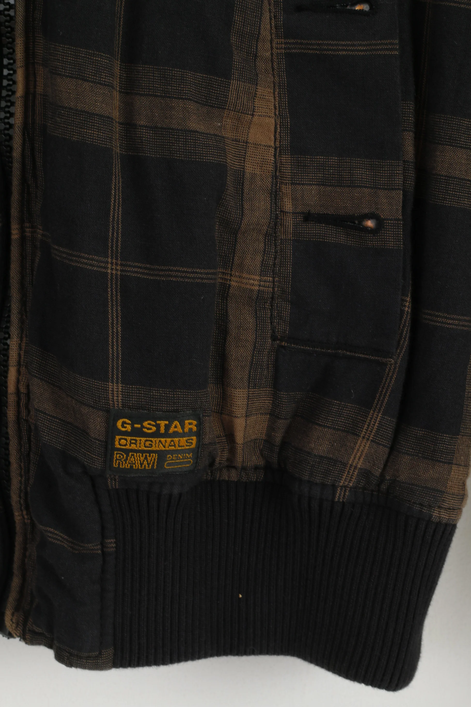 G-Star Raw Denim Women M Jacket Brown Astron Check Bomber Raglan Sleeve Zip Up Top - Image 5
