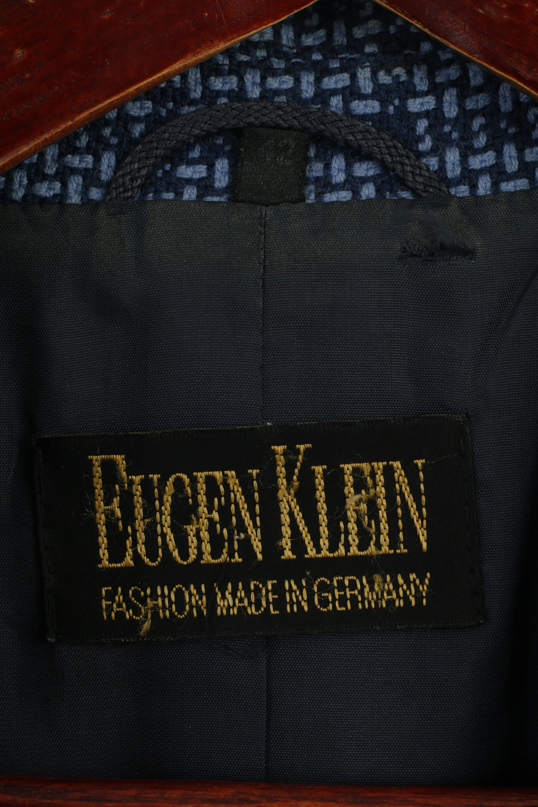 Eugen Klein Women 42 16 Blazer Blue Vintage Wool Germany Shoulder Pads Jacket - Image 5