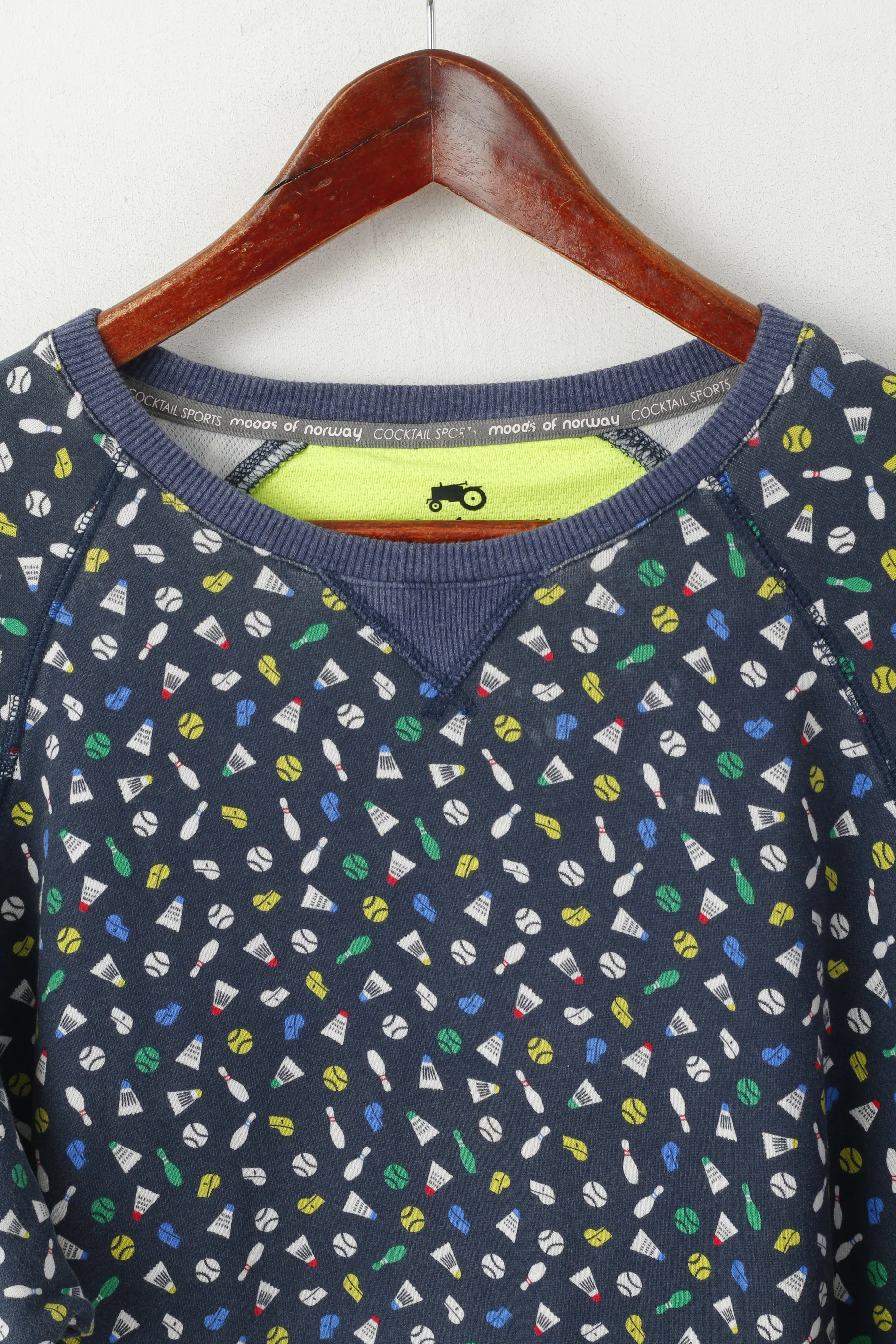 Moods Of Norway Cocktail Sports Women XL Sweatshirt Blue Tennis Print Cotton Top - Image 2