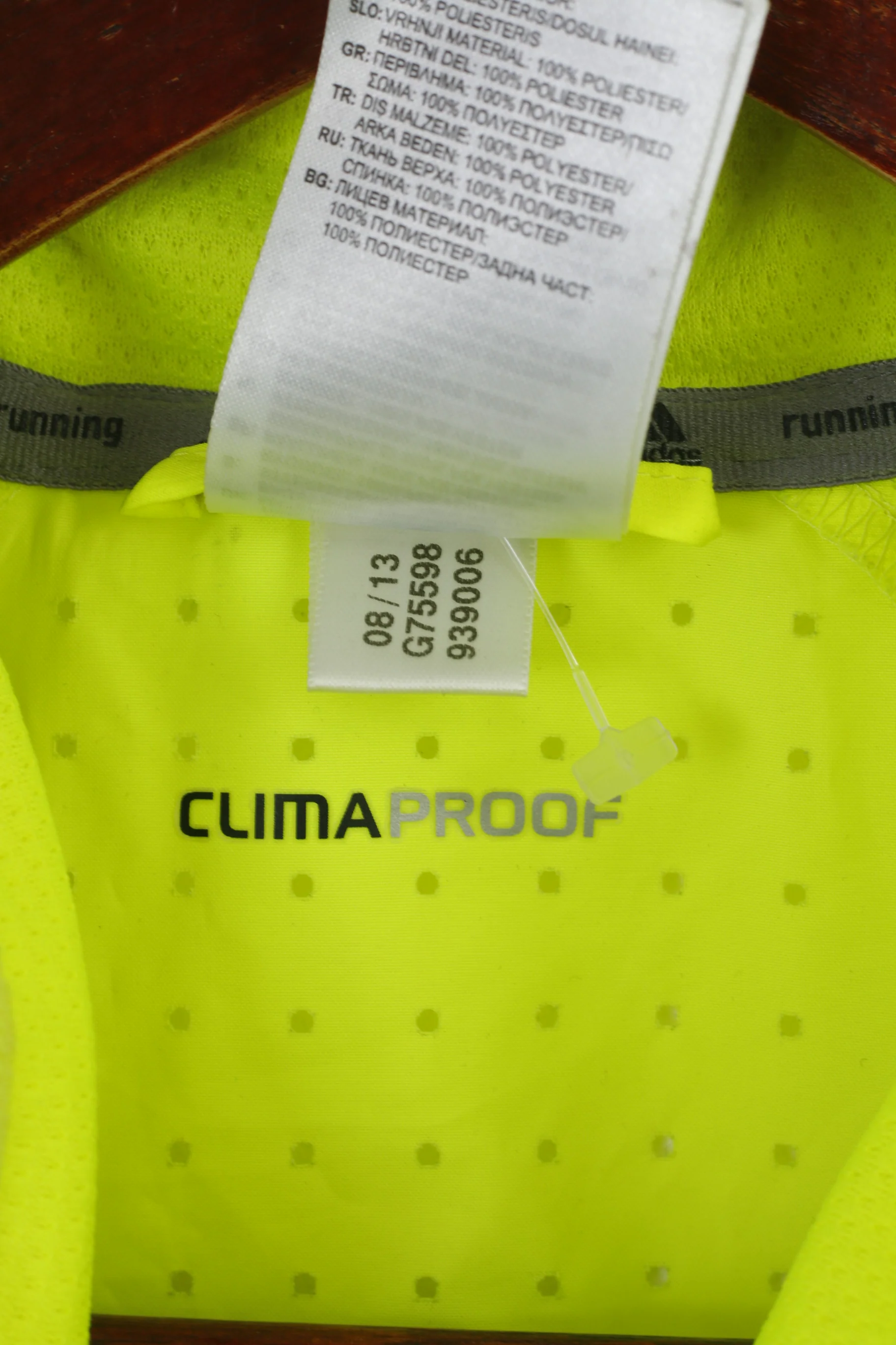 Adidas Men L Run Jacket Neon Yellow Running Dublin Marathon 2013 Climaproof Top - Image 5