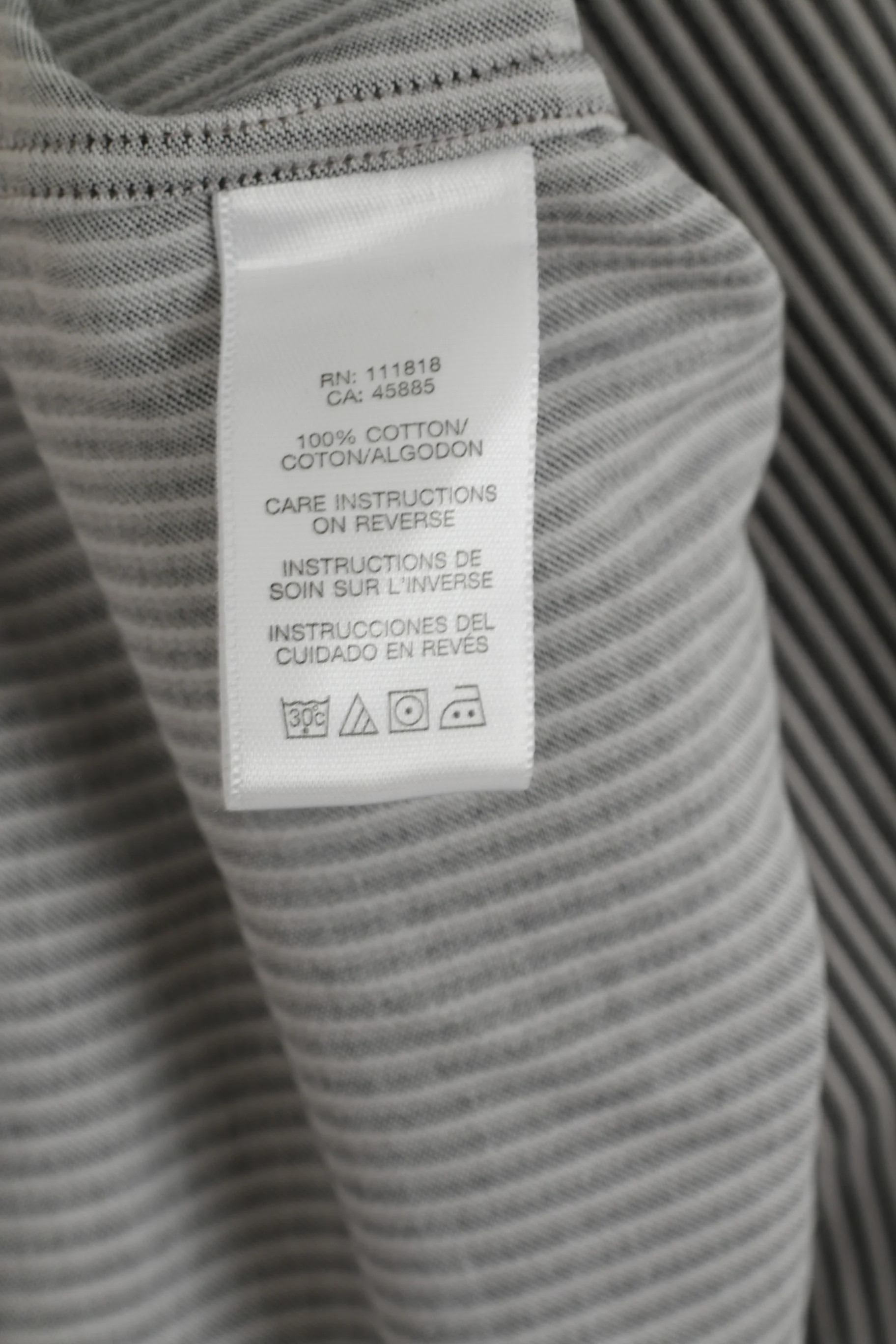 Michael Kors Men XL Casual Shirt Grey Cotton Striped Long Sleeve Detailed Buttons Top - Image 6