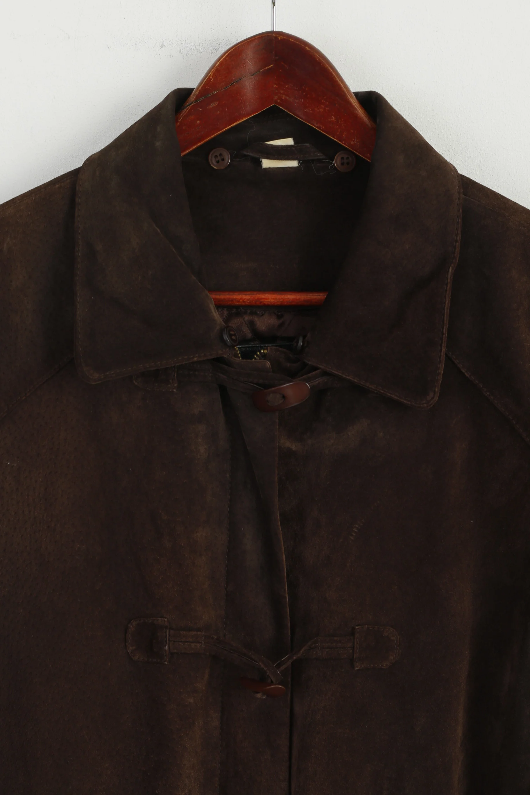 Authentic Clothing Company Women 14 40 Coat Brown Leather Suede Duffle Classic Top - Image 2