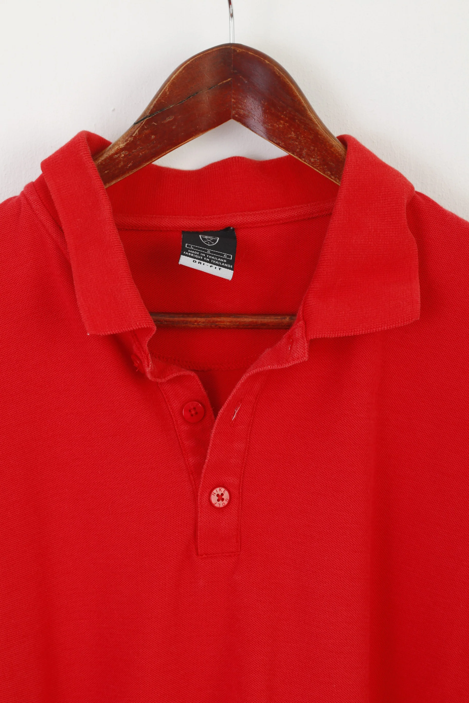 Nike Men L Polo Shirt Red Cotton Dri-Fit Golf Sportswear Vintage Short Sleeve Top - Image 2