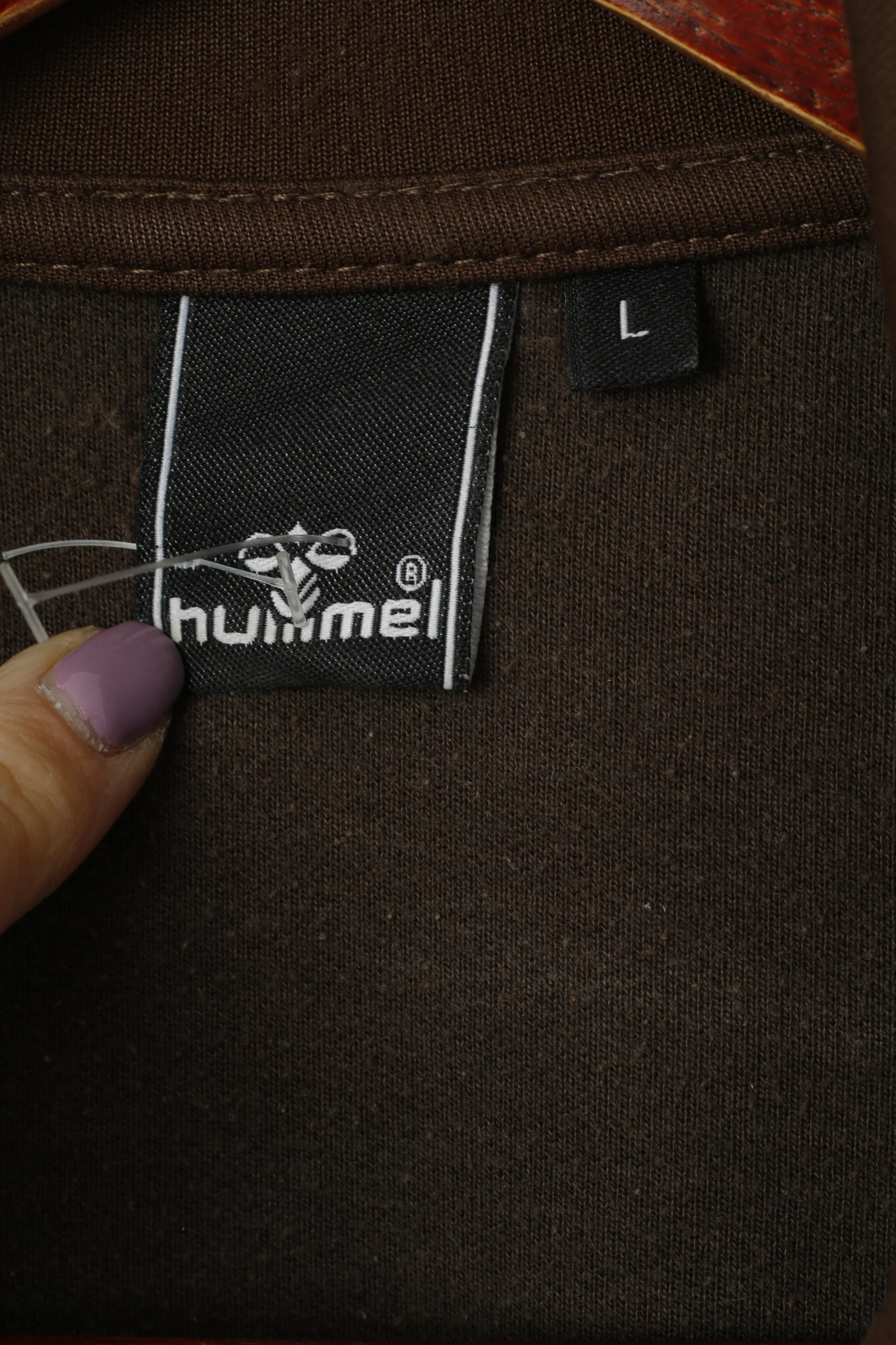 Hummel Women L (M) Sweatshirt Brown Shiny Zip Up Sport Tracksuit Top - Image 4