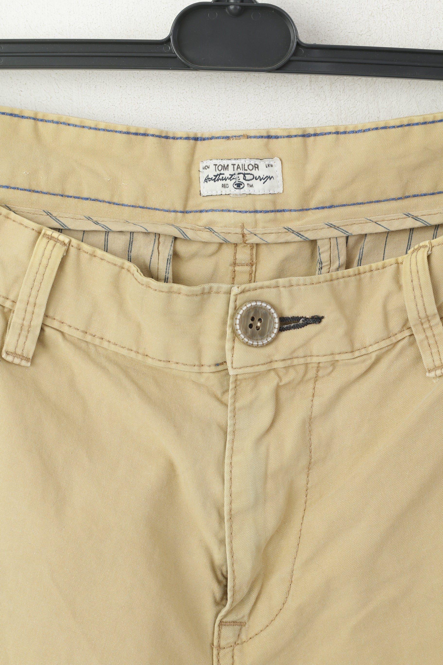 Tom Tailor Men 34 Trousers Cream Cotton Marvin Slim Casual Pants - Image 2
