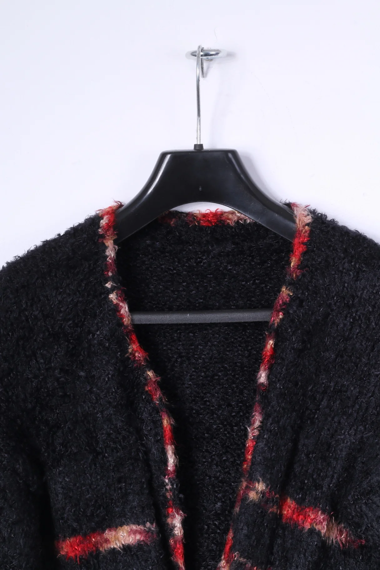 Vintage Womens S/M Cardigan Black Open Front Mohair Heavy Warm Sweater - Image 2